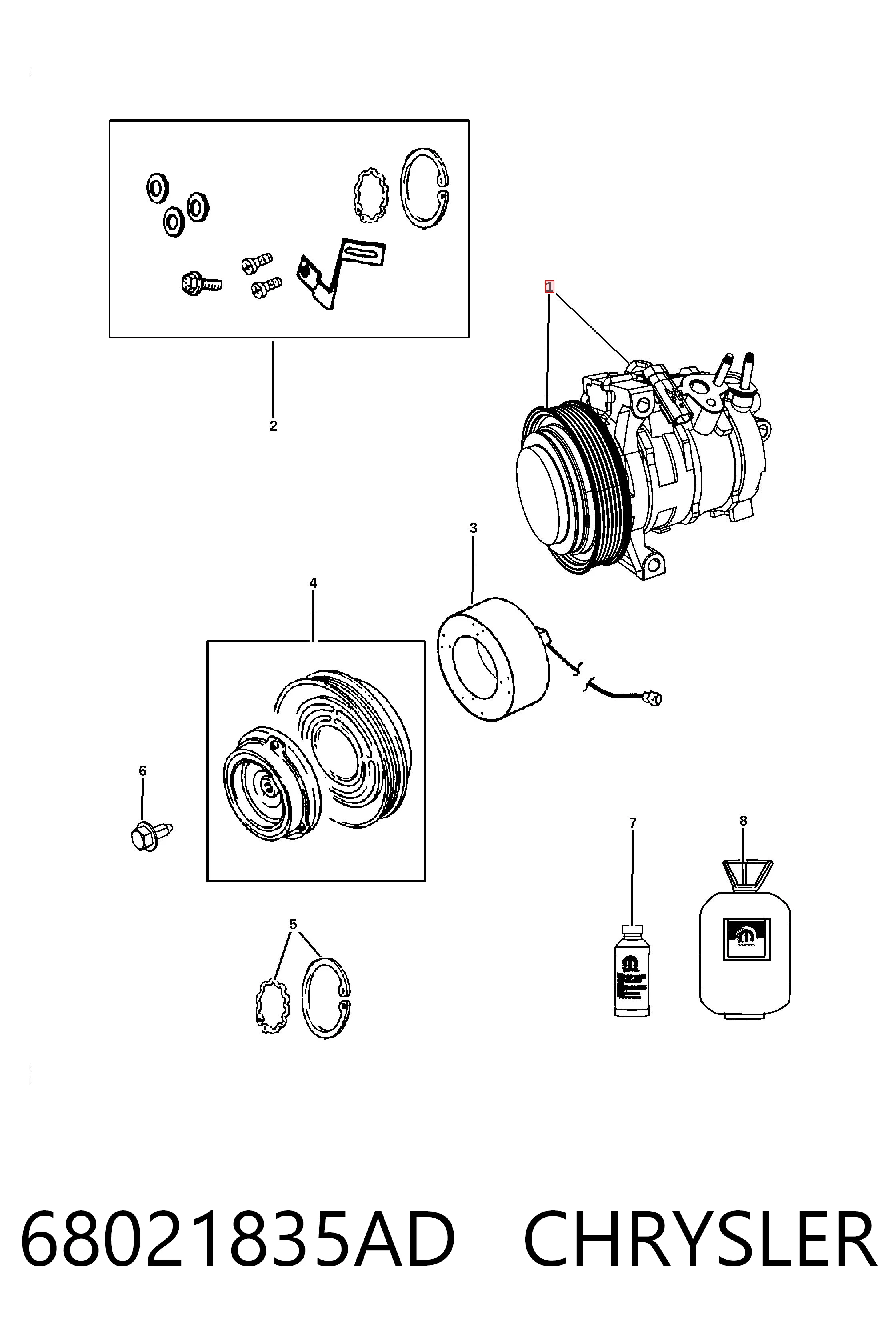 68021835AD Chrysler Компрессор хладагента