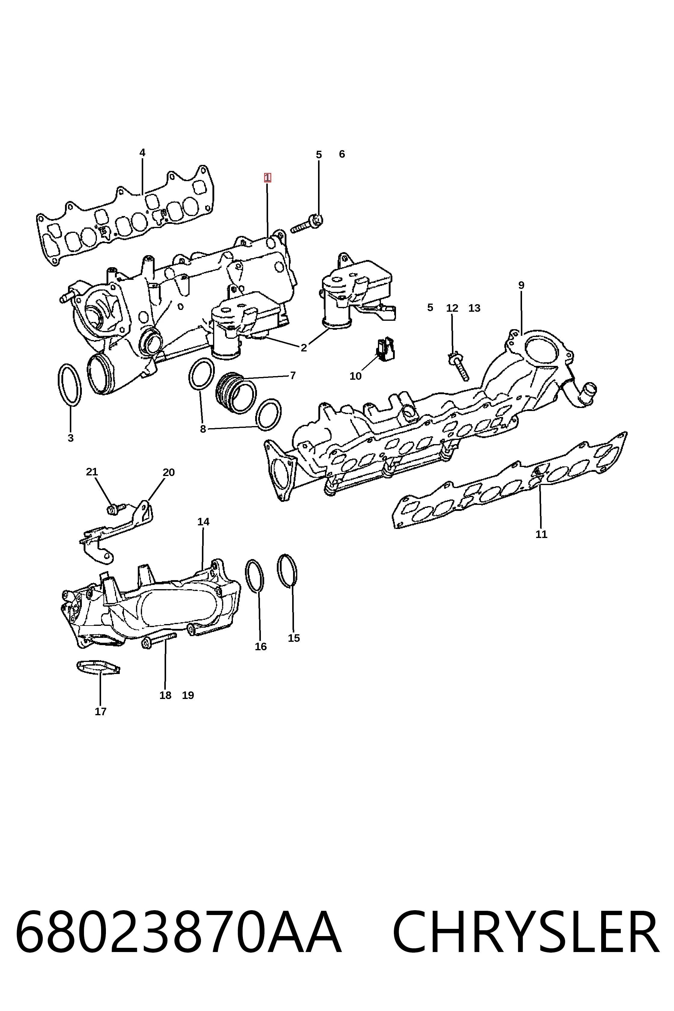 Коллектор впускной, правый Fiat/Alfa/Lancia K68023870AA