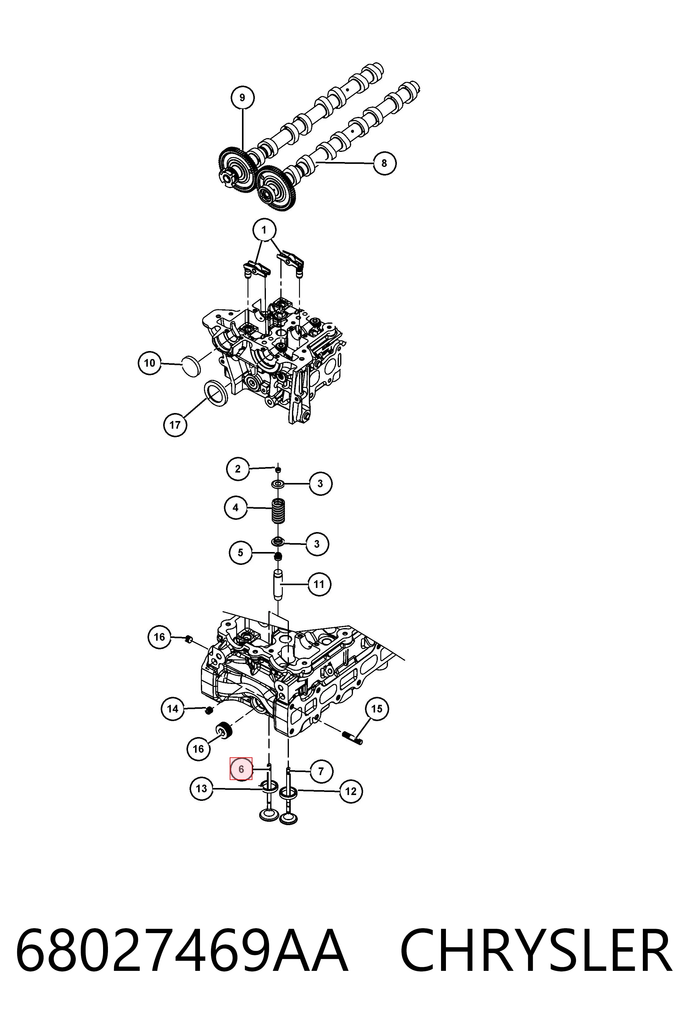 68027469AA Chrysler Впускной клапан