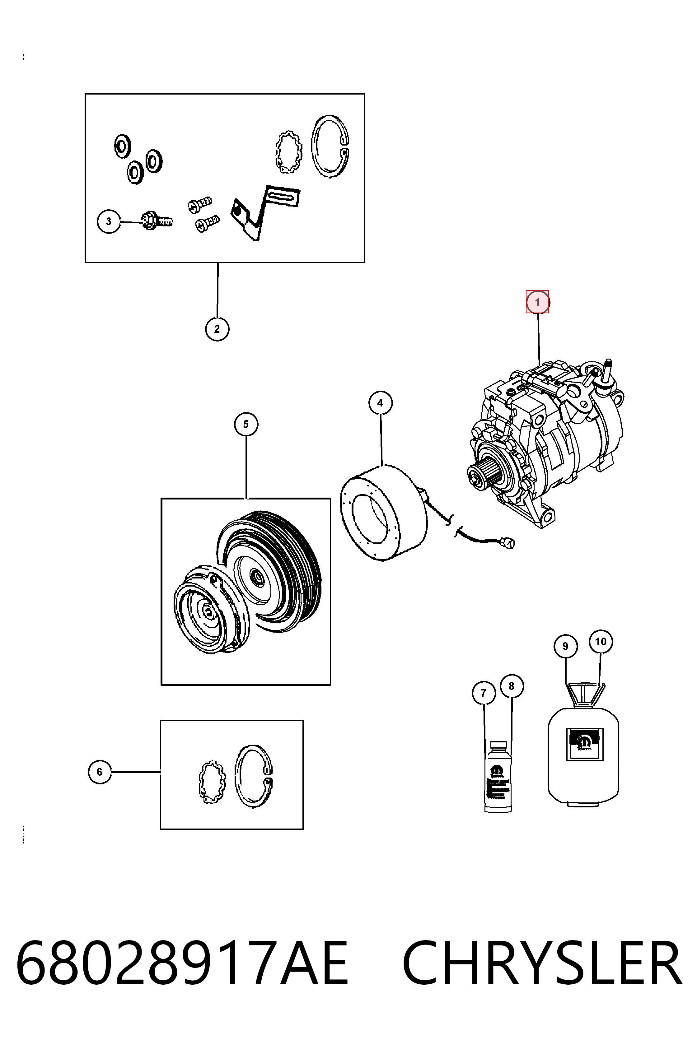 68028917AE Chrysler Компрессор хладагента