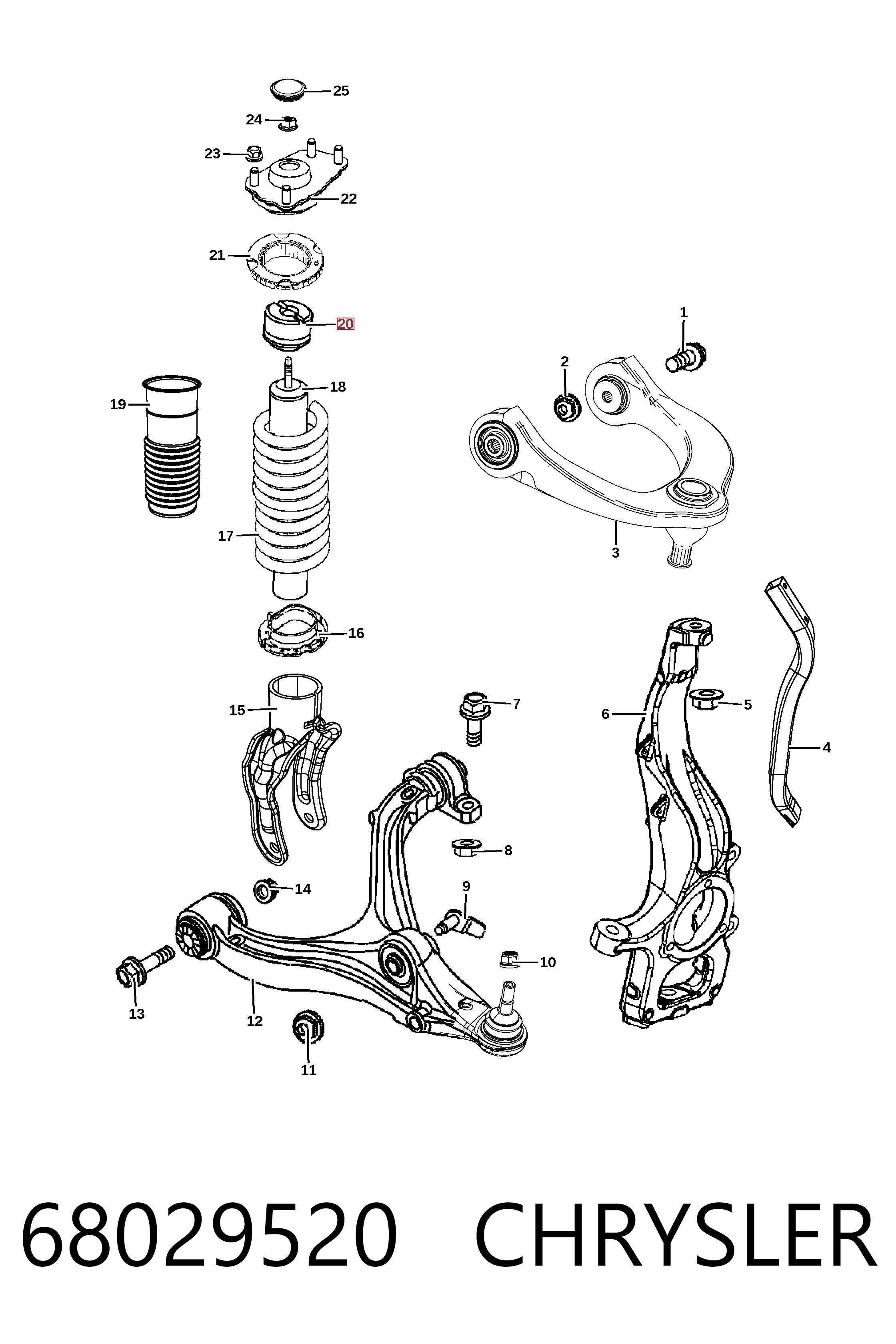 68029520 Chrysler Подушка амортизатора переднего