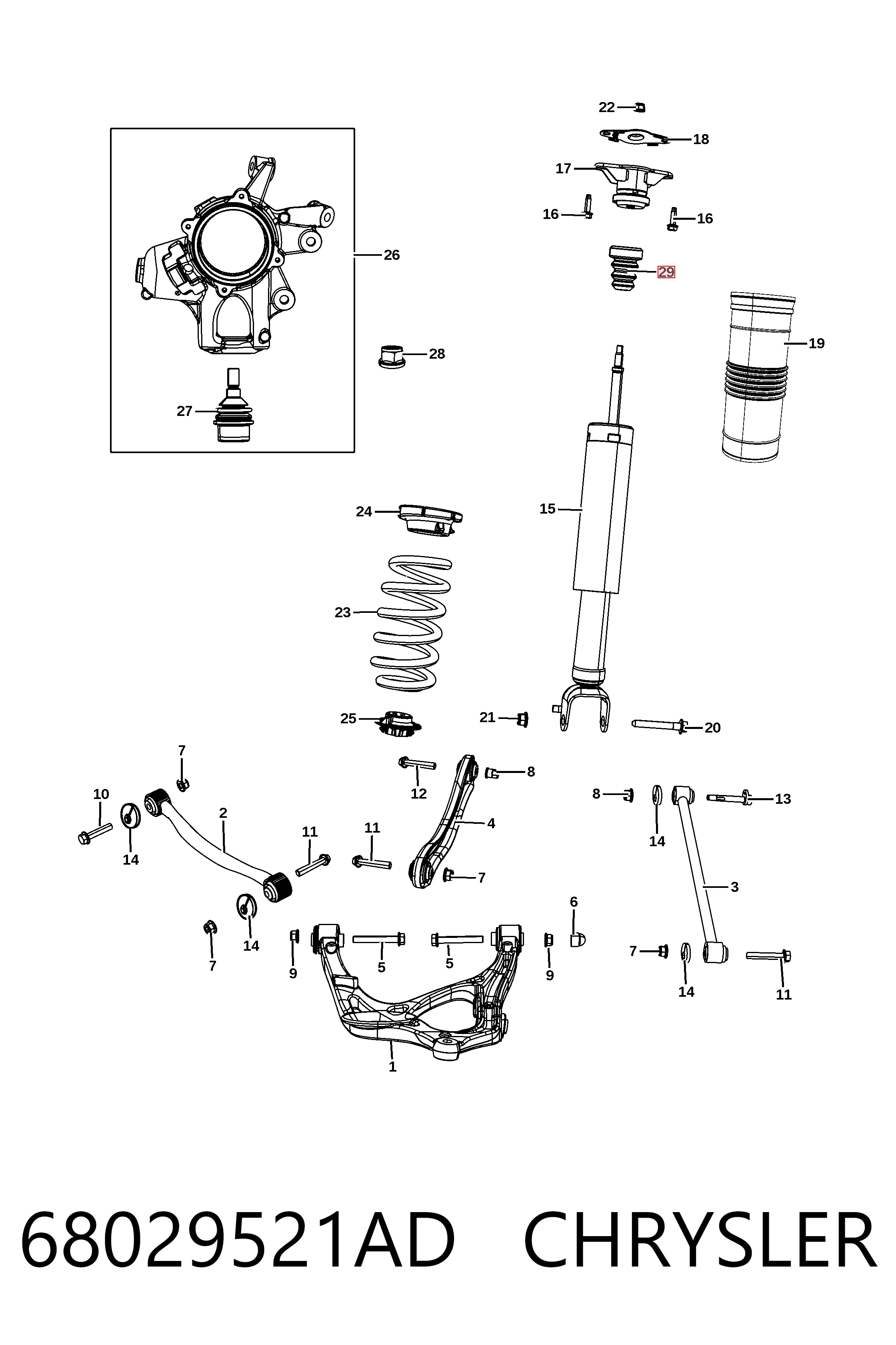 Опора переднего амортизатора Jeep Grand Cherokee 4
