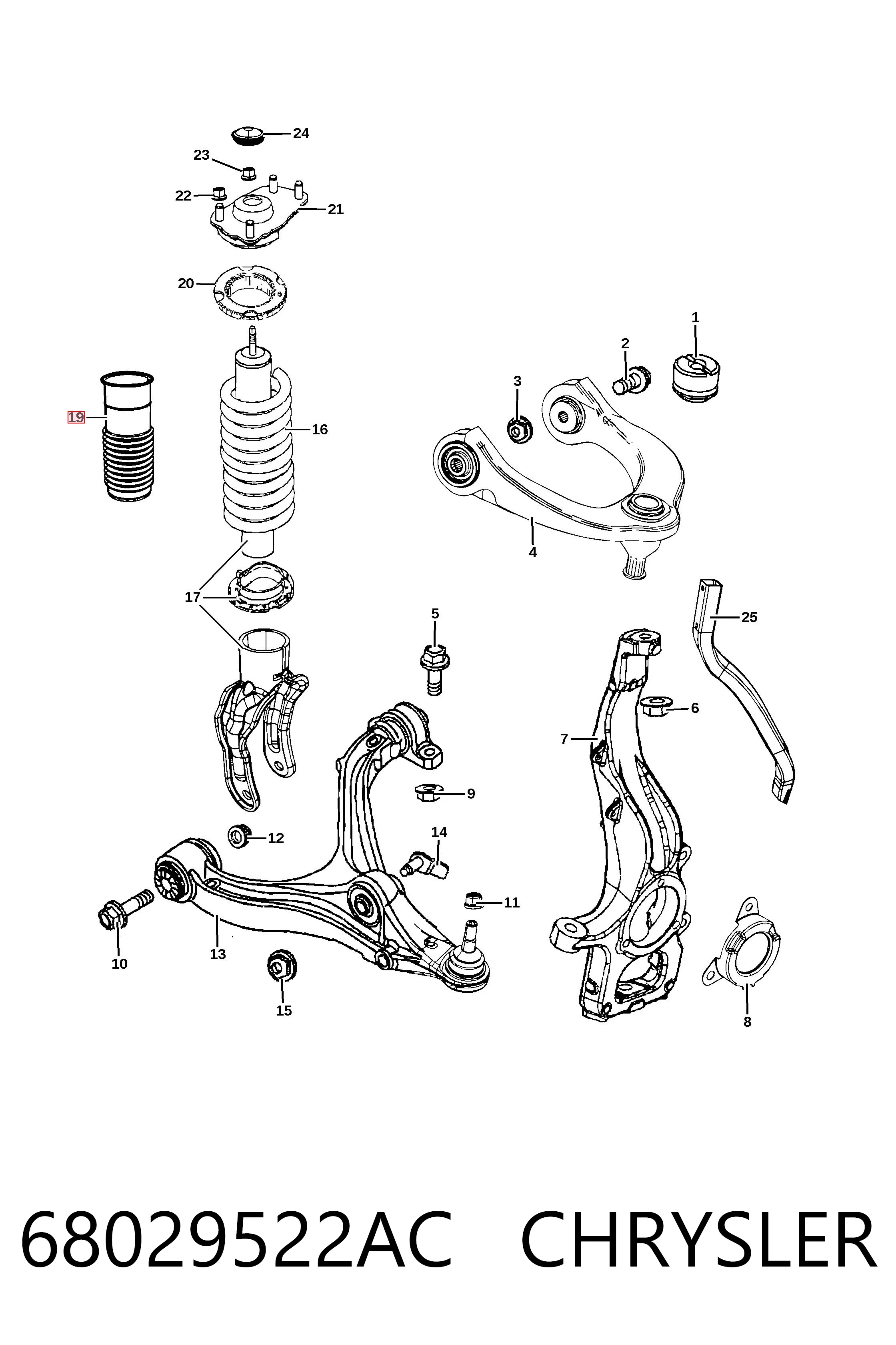 K68029522AC Fiat/Alfa/Lancia Буфер (отбойник) амортизатора переднего + пыльник