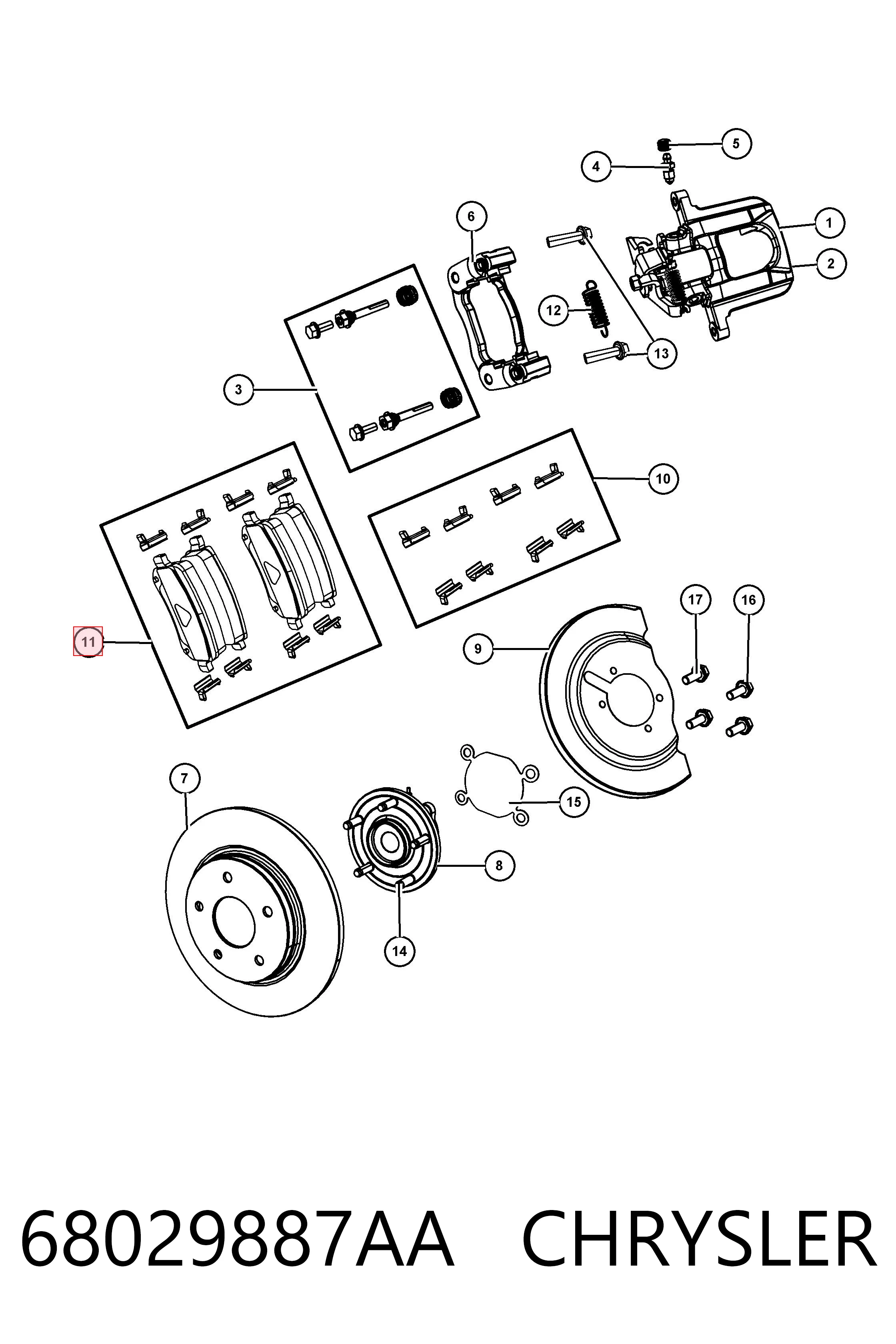68029887AA Chrysler Колодки тормозные дисковые комплект