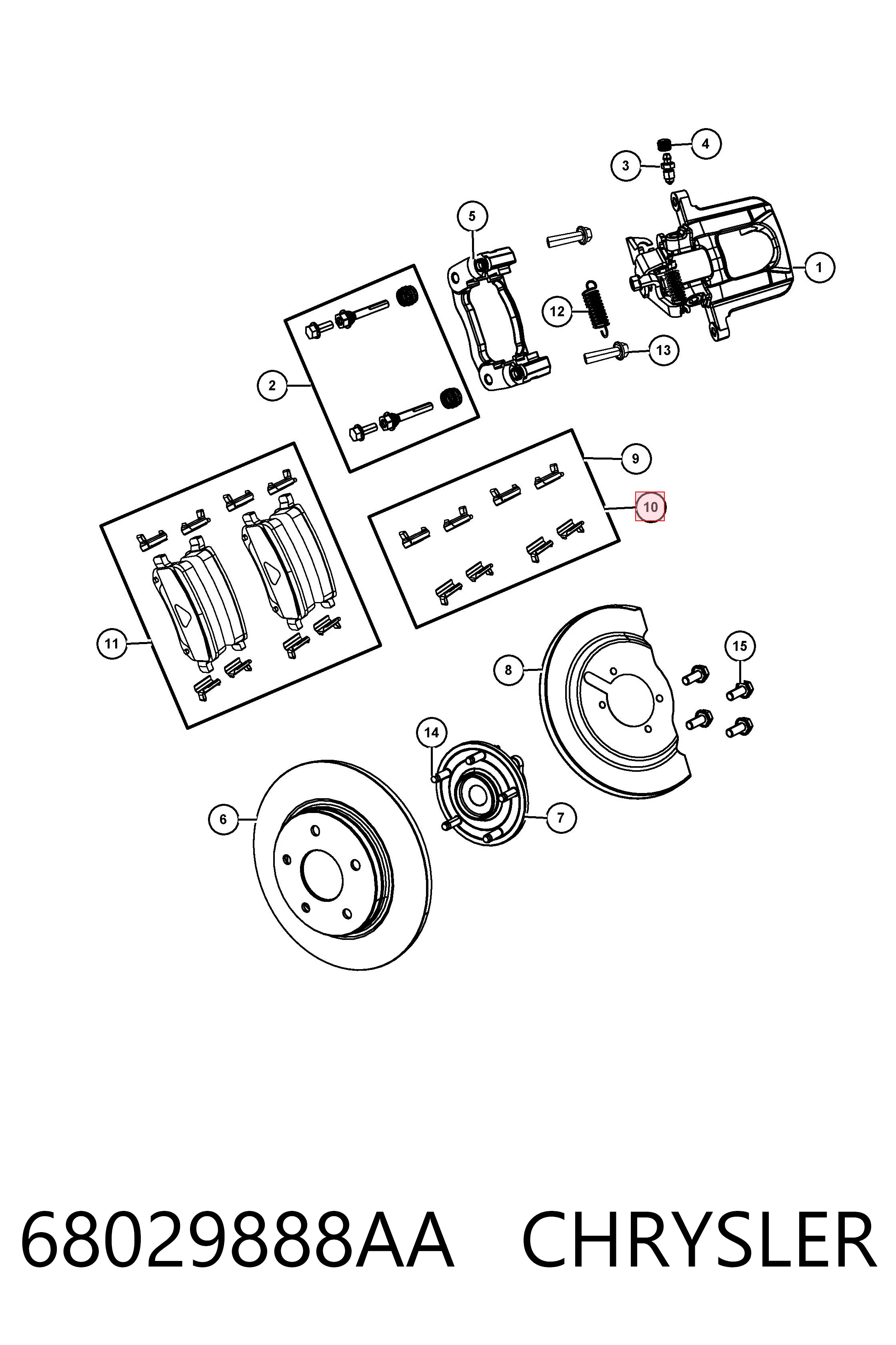 68029888AA Chrysler Комплект пружинок крепления дисковых передних колодок