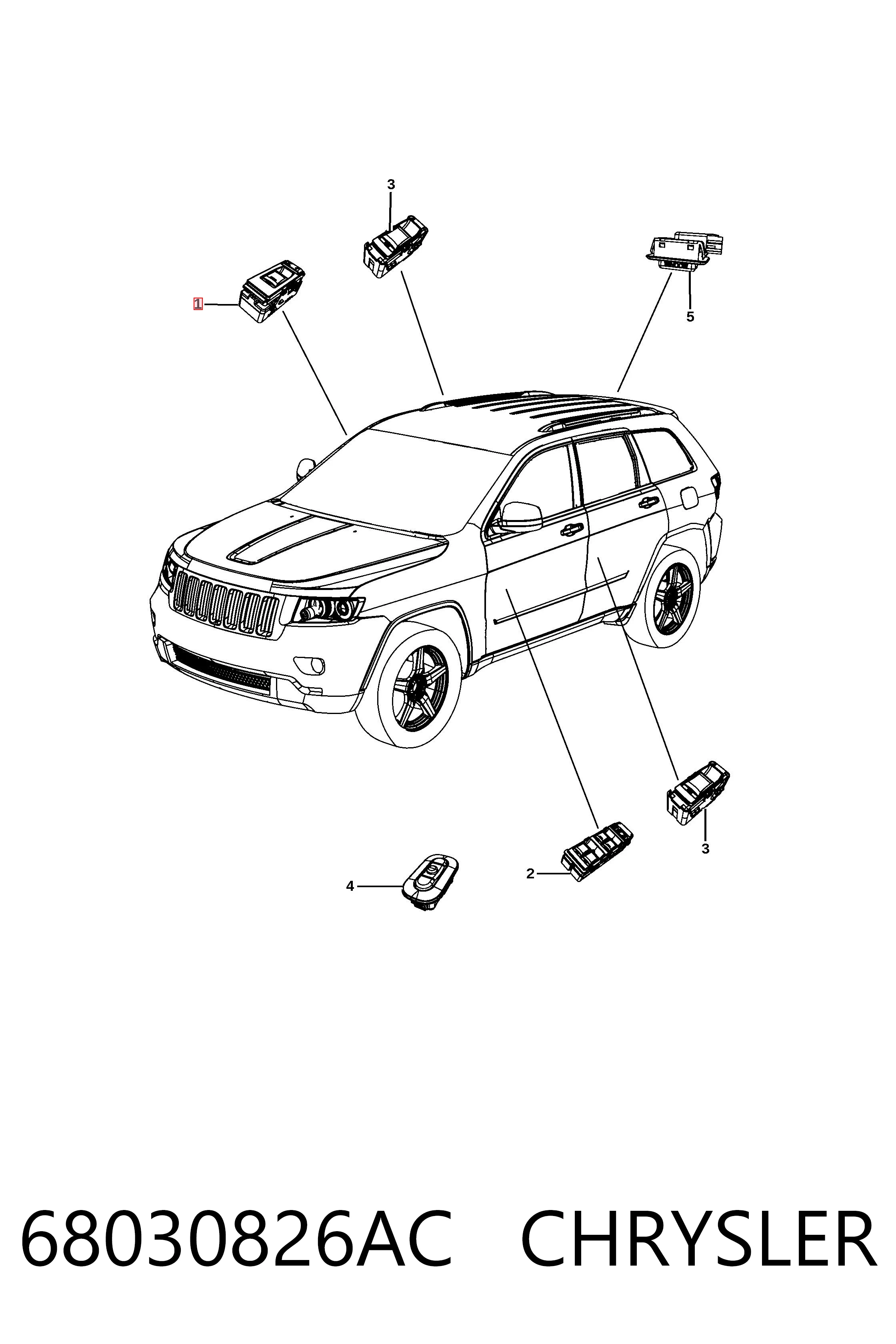 68030826AC Chrysler Кнопки переднего левого стекло подъёмника