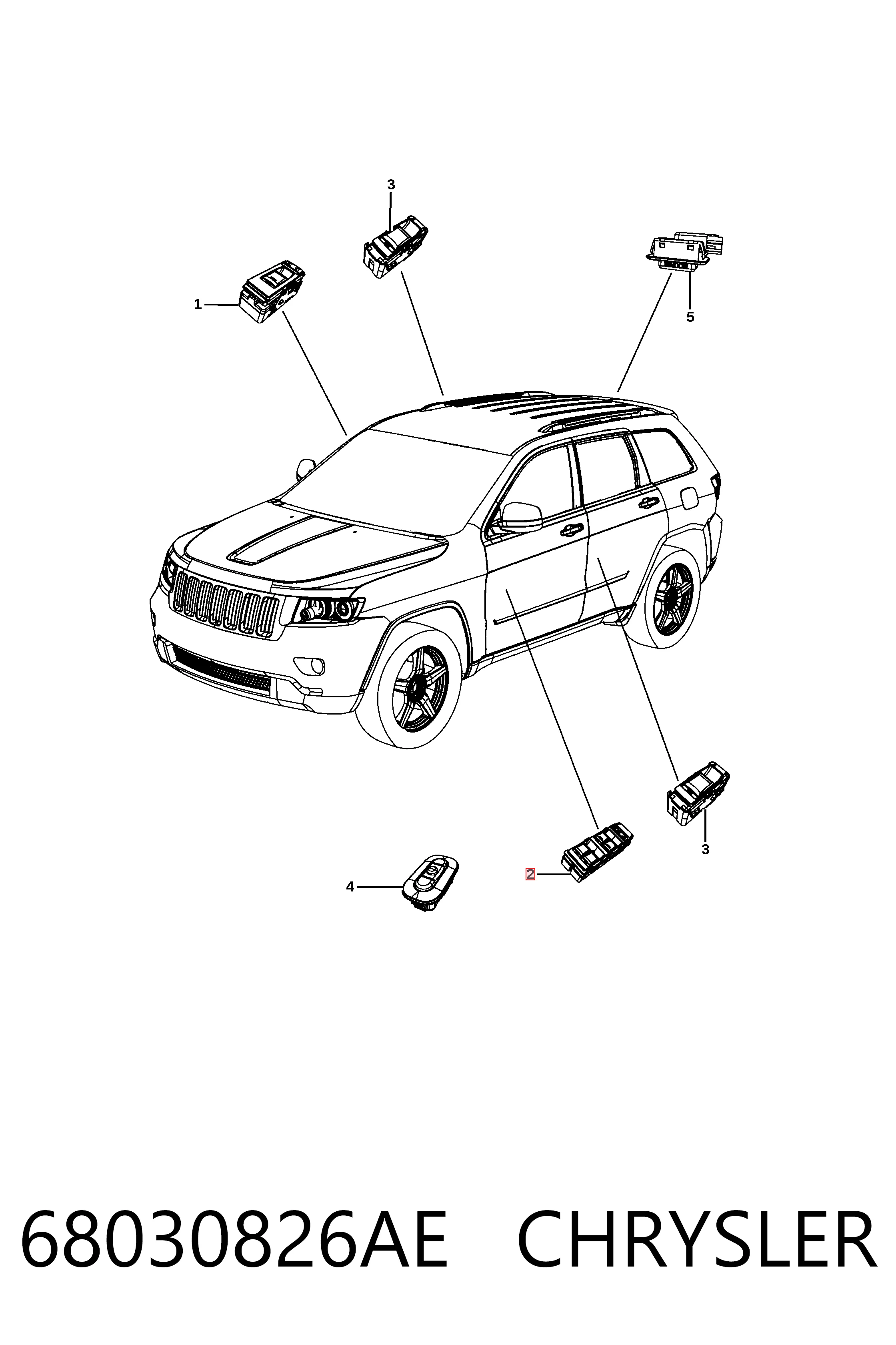 Кнопочный блок управления стеклоподъемником передний левый K68030826AC Fiat/Alfa/Lancia