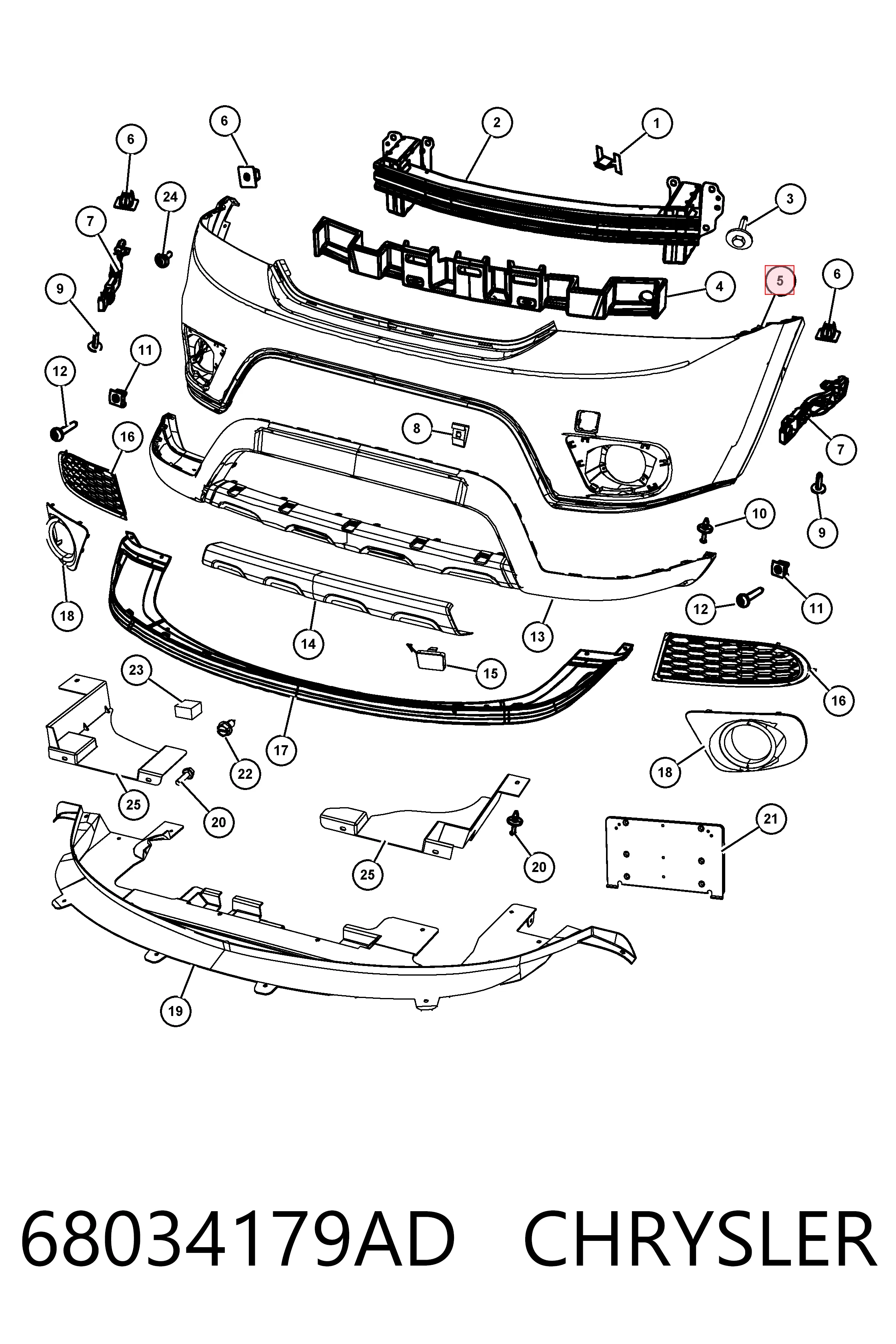 Бампер передний, верхняя часть Fiat/Alfa/Lancia K1SW02WS2AC цена, от 64.47 USD