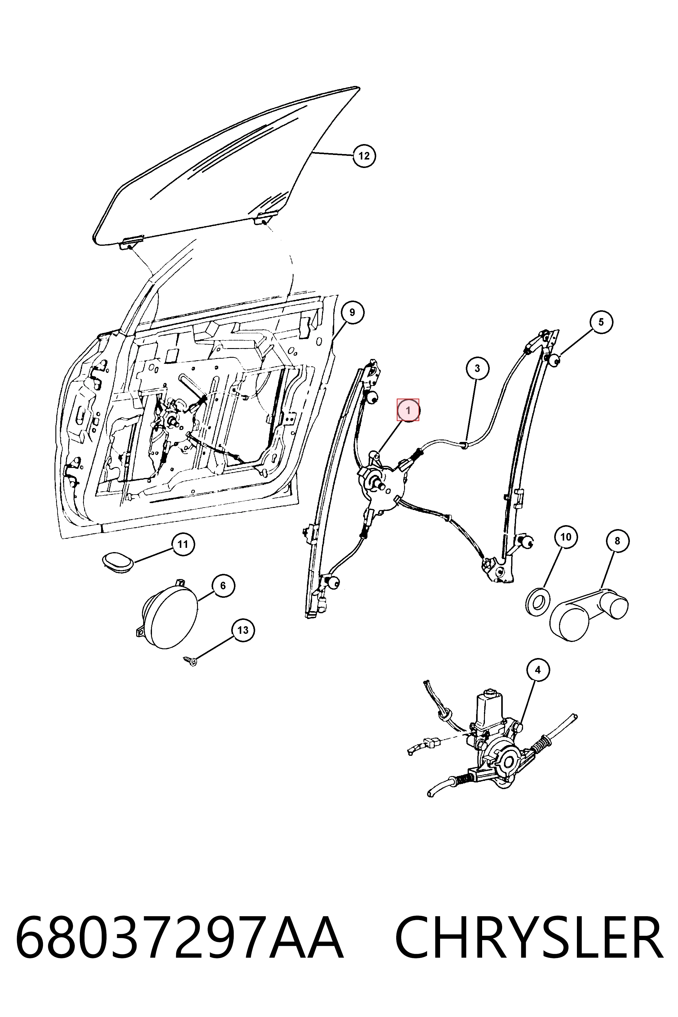 Купить K68037297AA Fiat/Alfa/Lancia Подъемник механический ветрового стекла