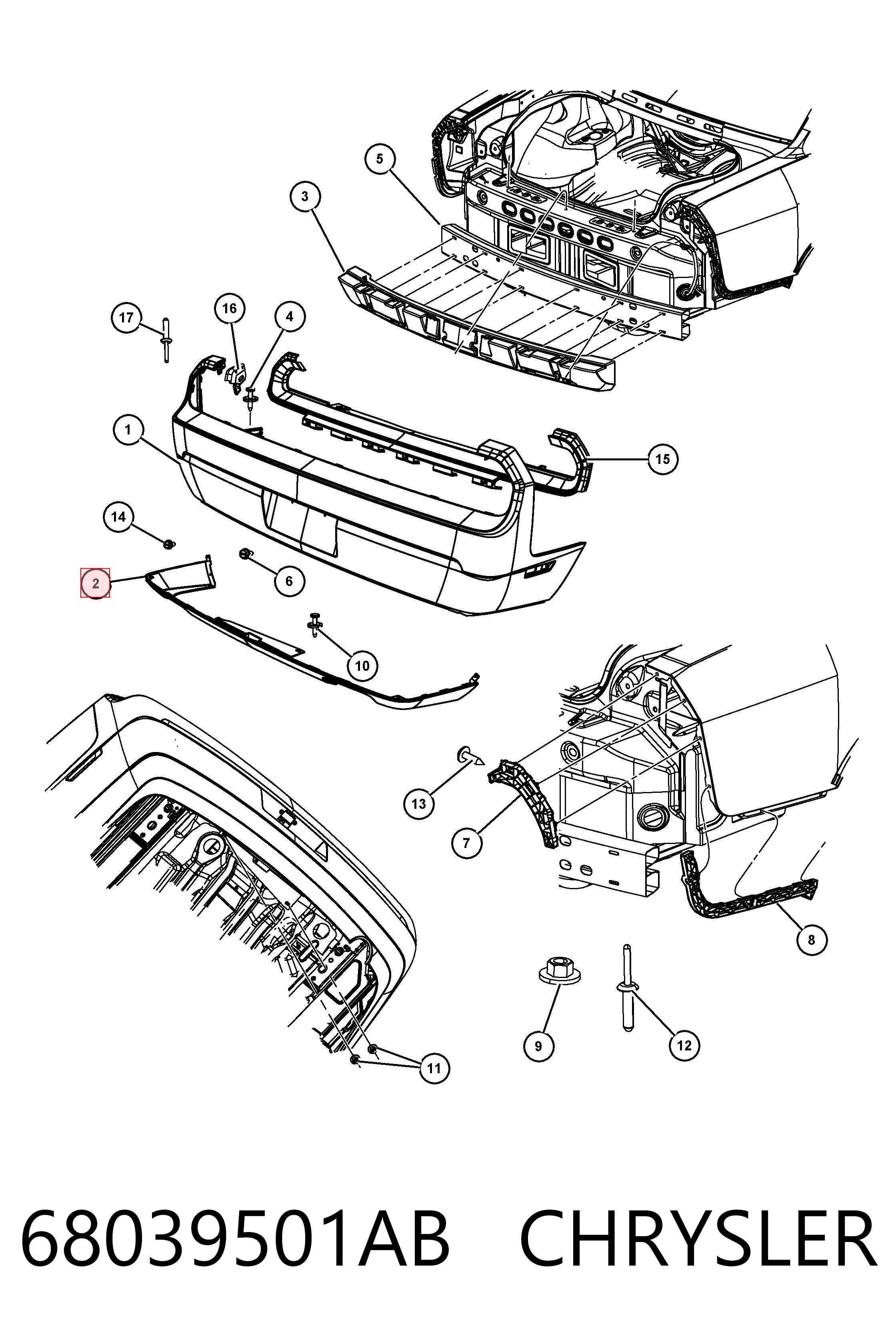 68039501AB Chrysler Спойлер заднего бампера
