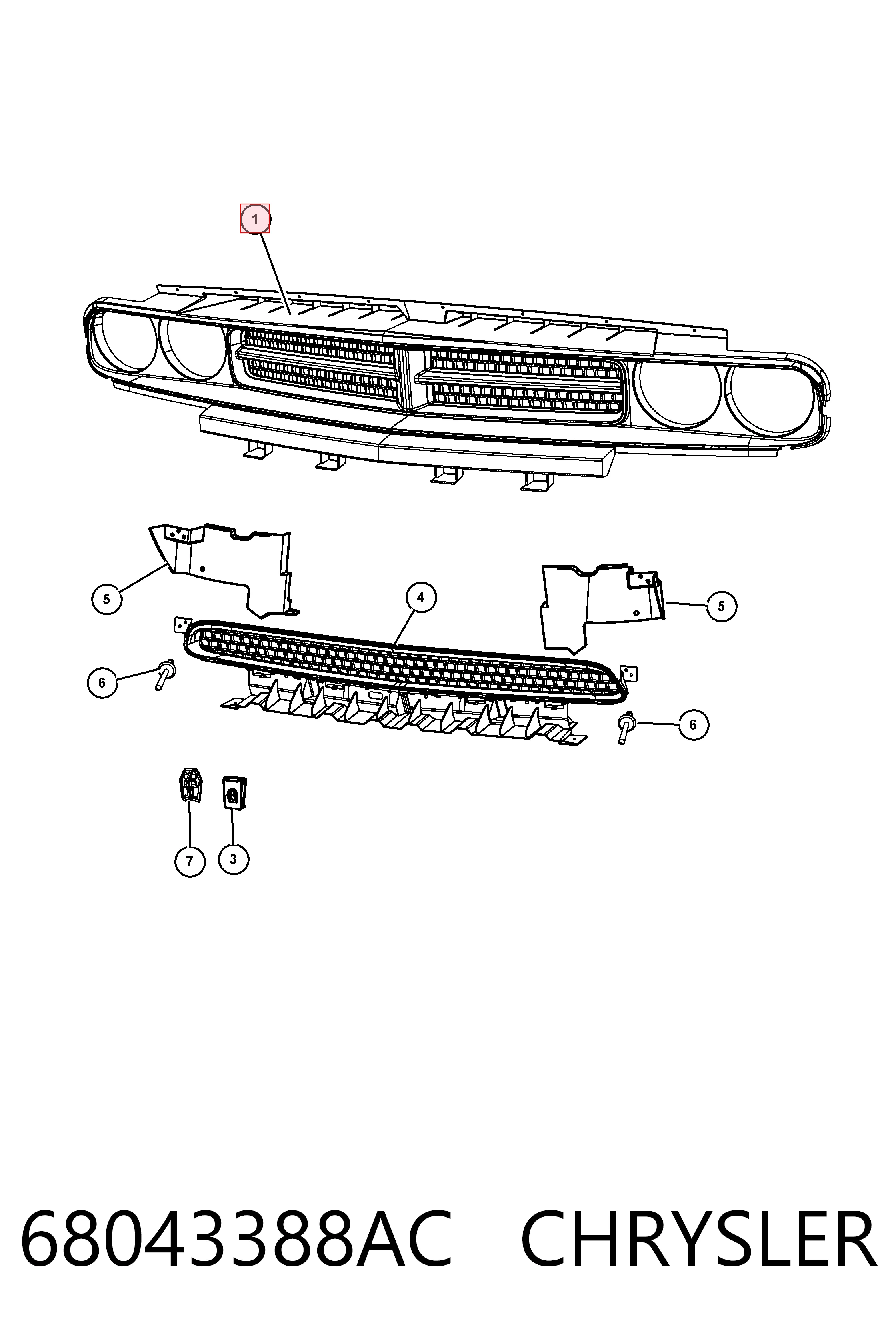 68043388AC Chrysler Решетка радиатора
