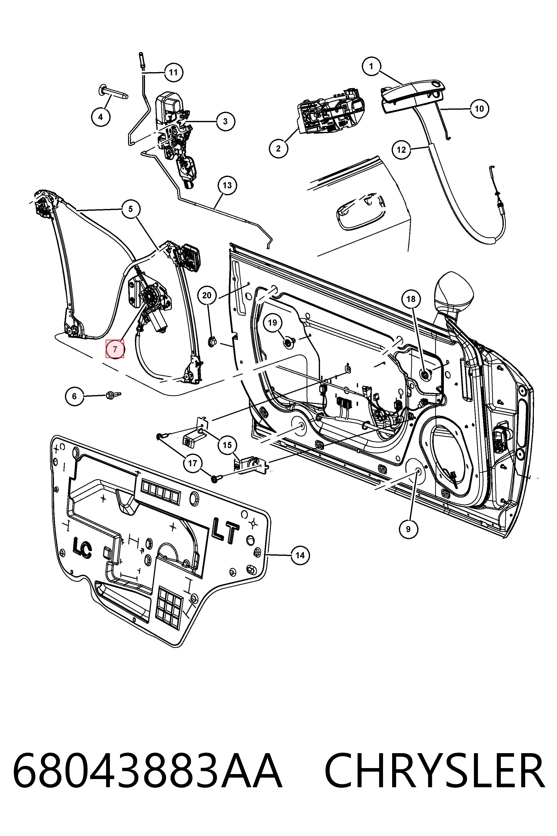 68043883AA Chrysler Мотор стеклоподъемника двери передней, левой