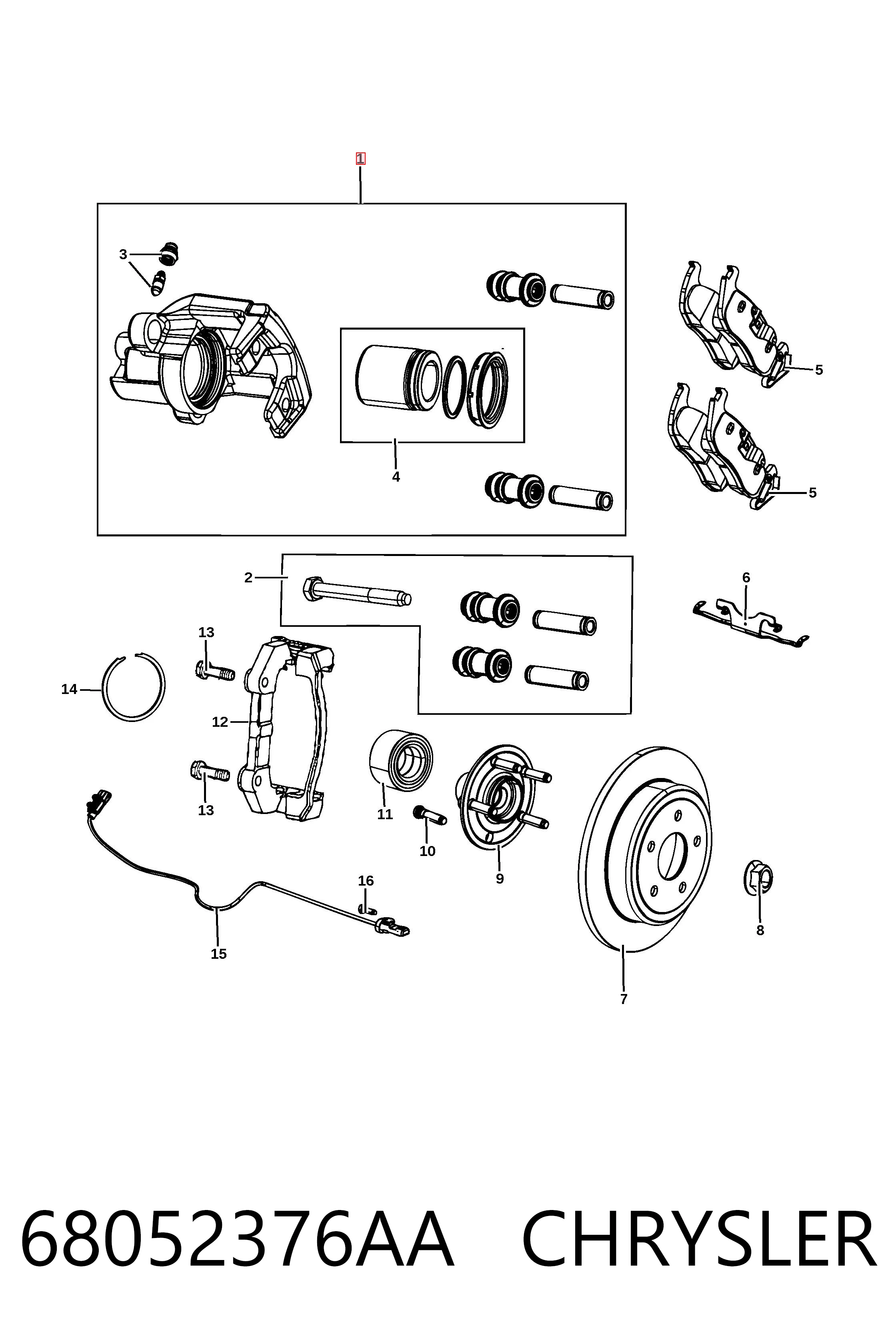 Суппорт задний правый K68052376AA Fiat/Alfa/Lancia