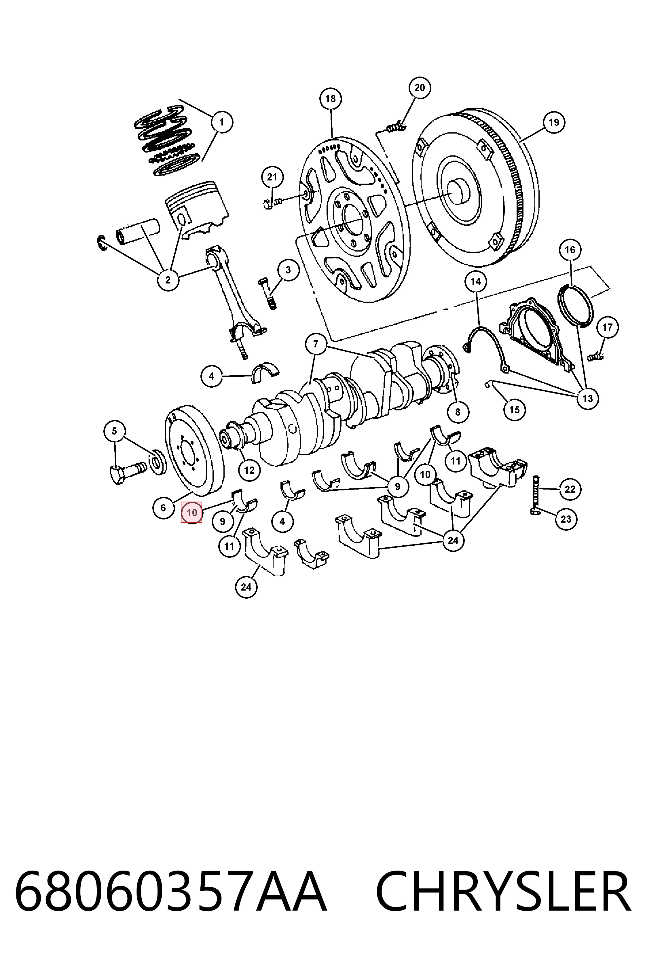 Купить K05174003AA Fiat/Alfa/Lancia Вкладыши коленвала, коренные, комплект, стандарт (STD)