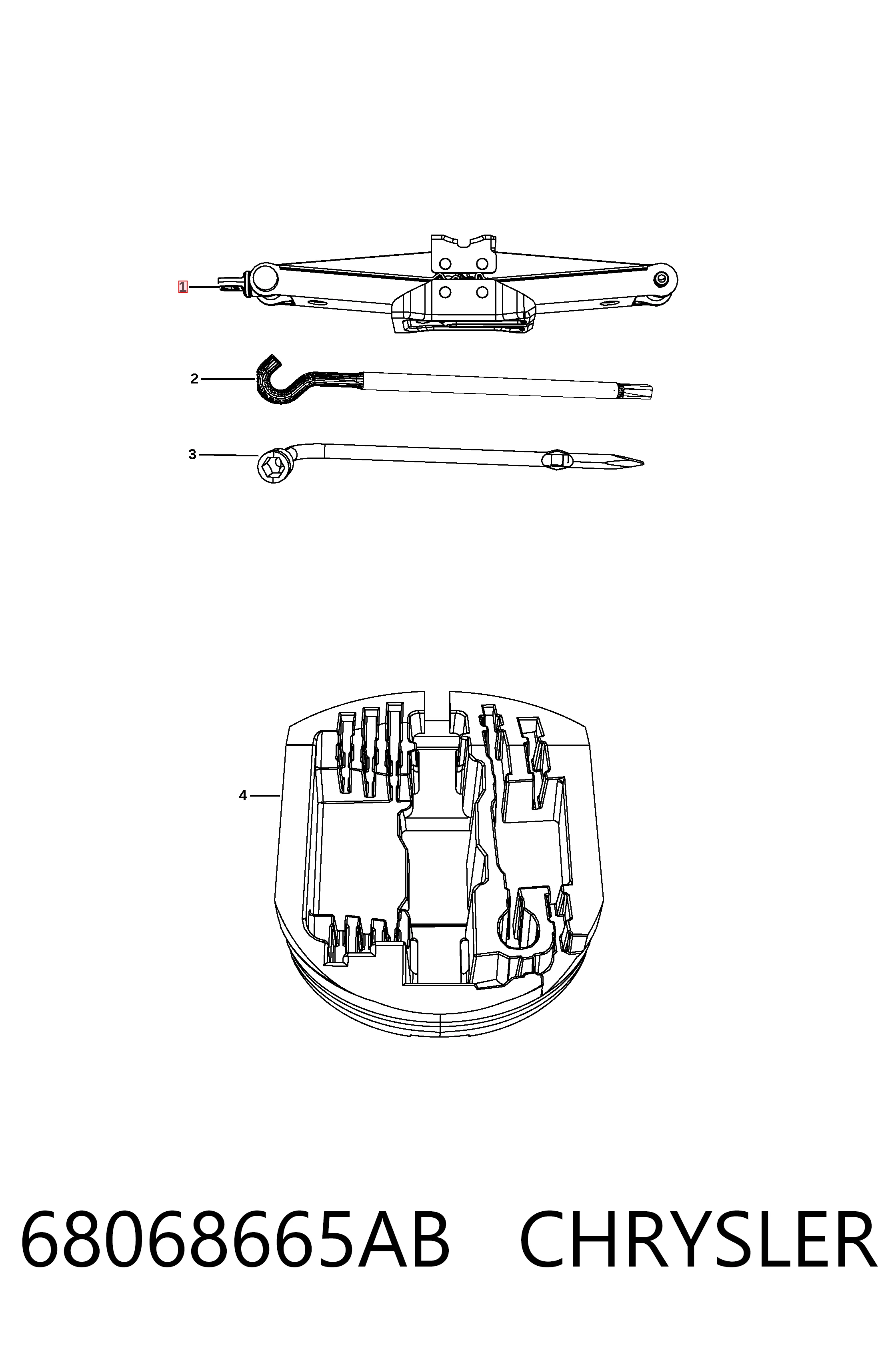 Домкрат автомобильный Fiat/Alfa/Lancia K68068665AB цена, от 35.15 USD