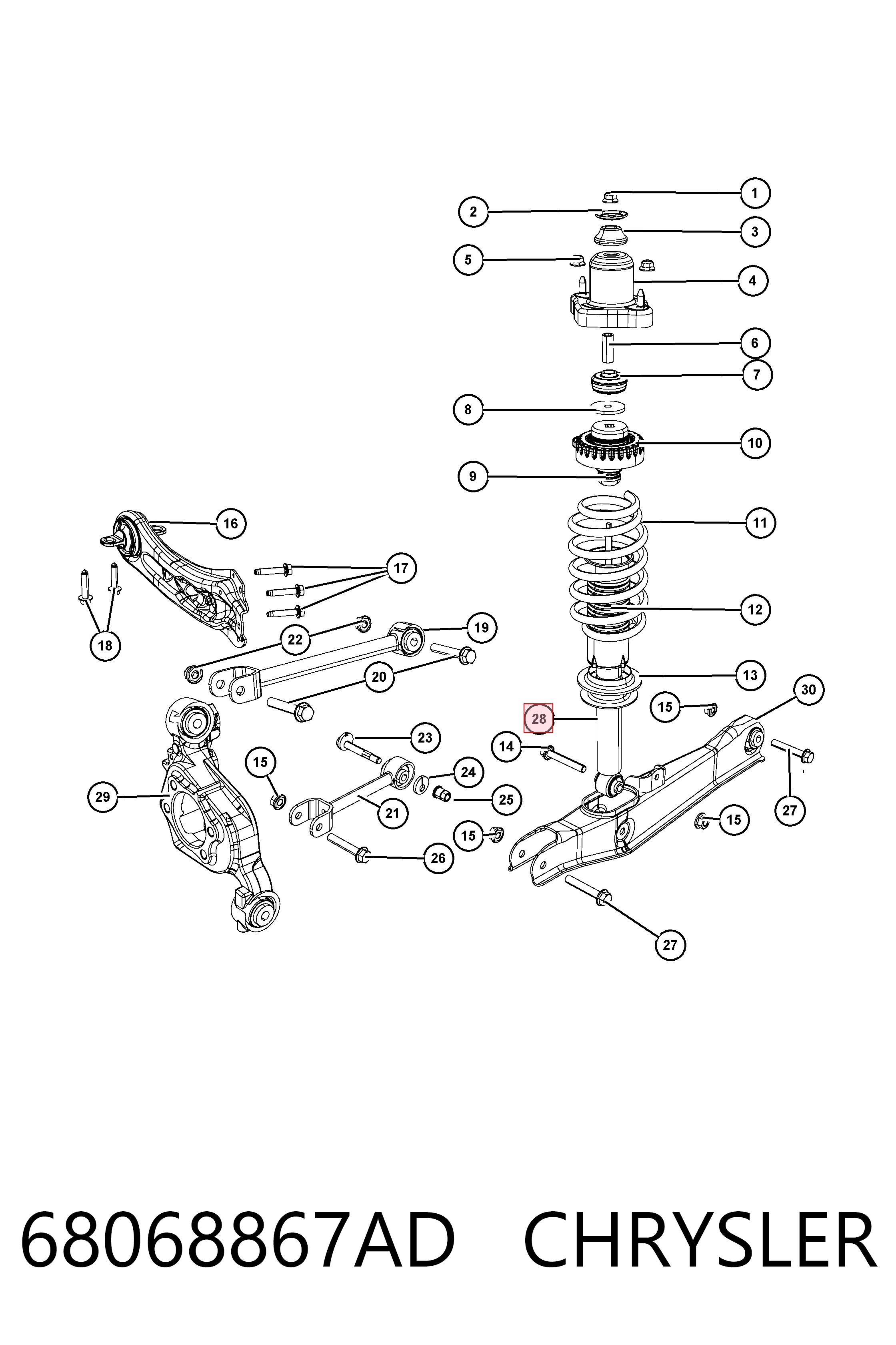 68068867AD Chrysler Амортизаторы задние