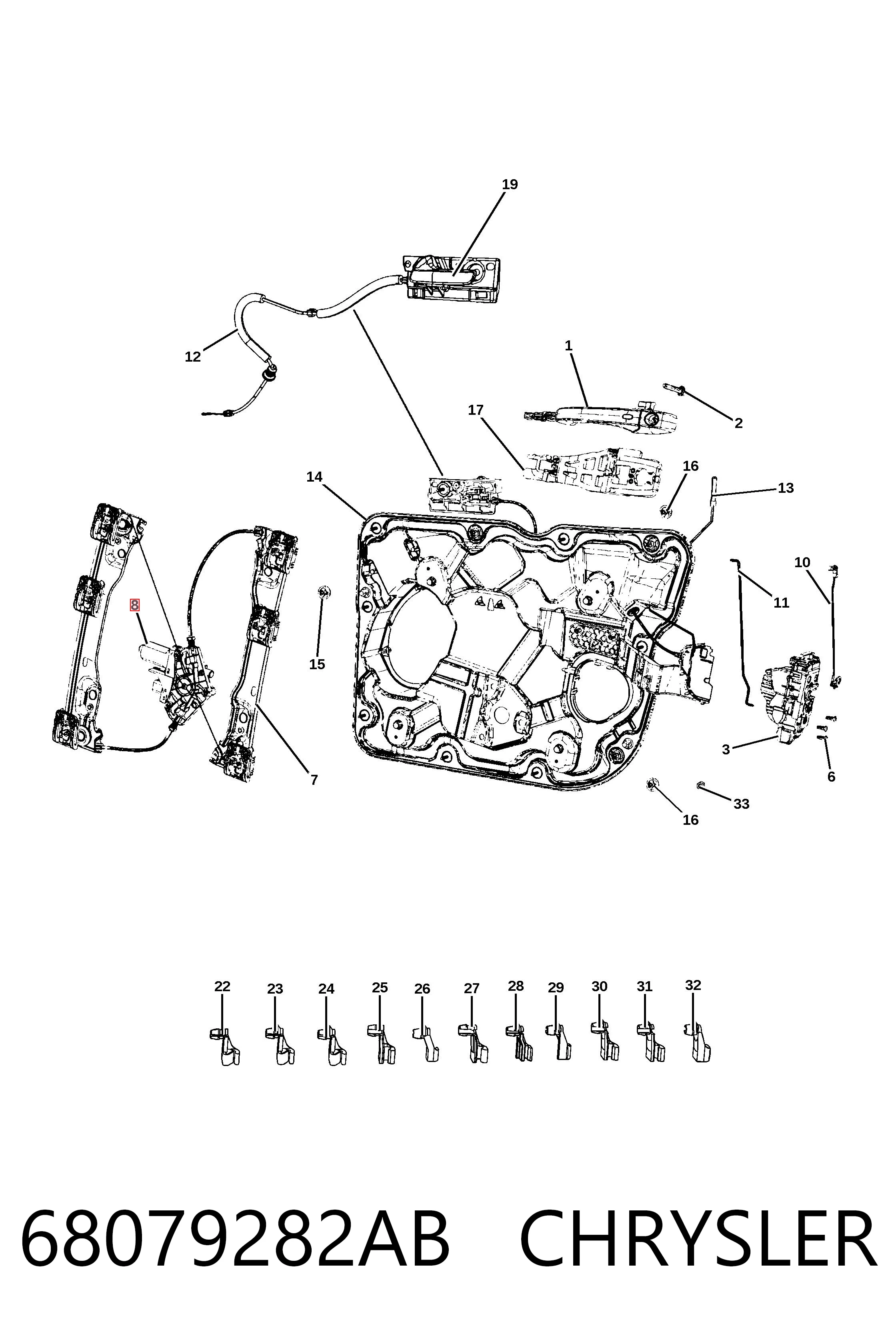 68079282AB Chrysler Мотор стеклоподъемника двери передней, левой