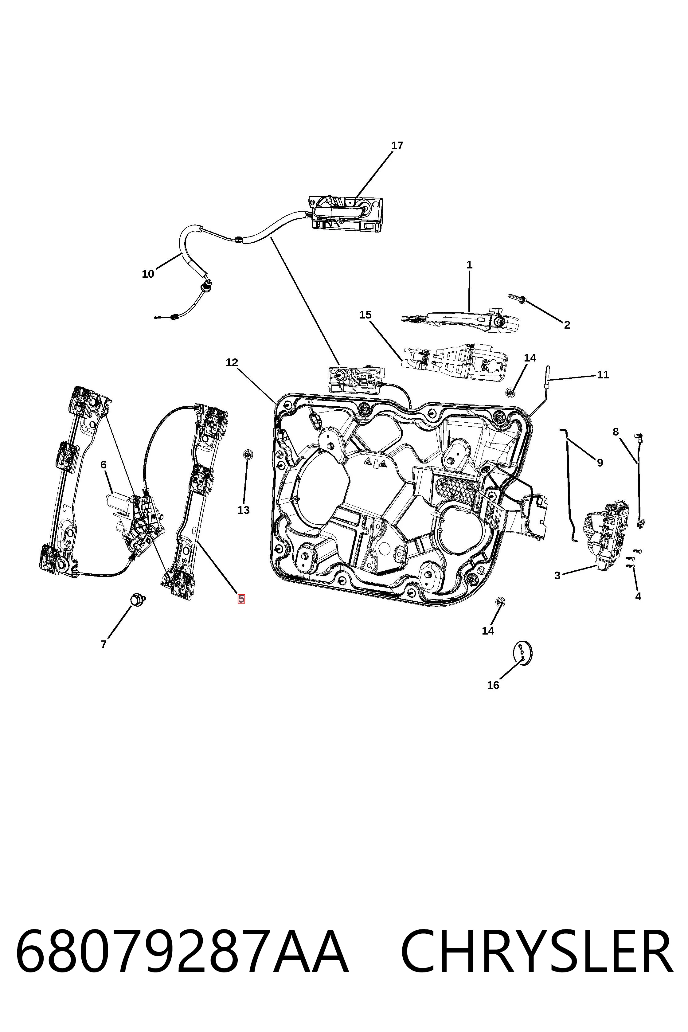 68079287AA Chrysler Механизм стеклоподъемника передней левой двери