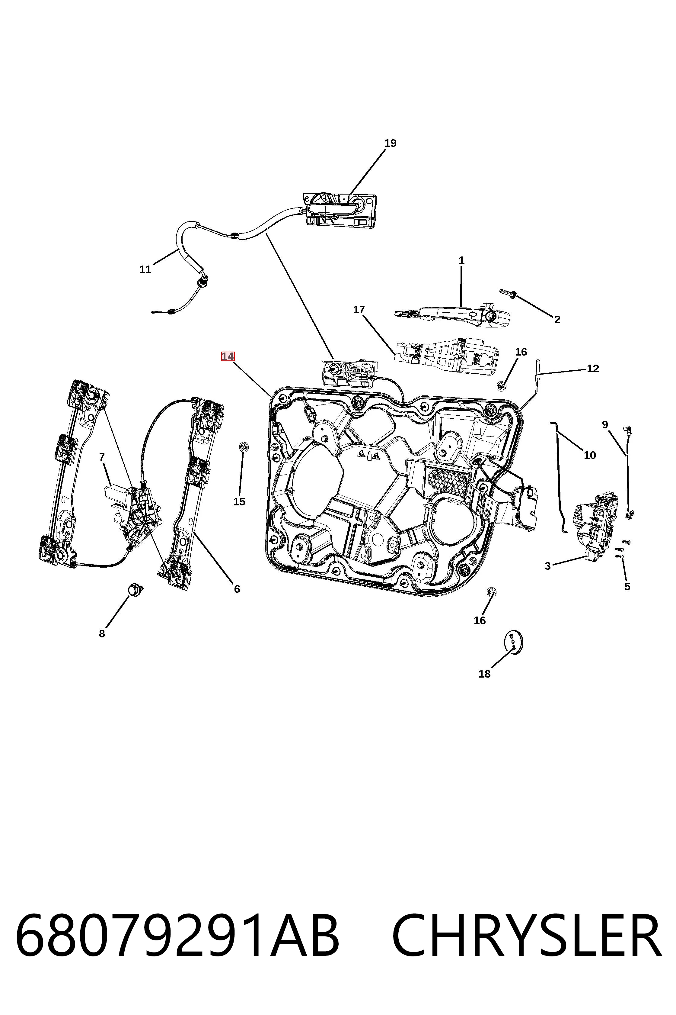 68079291AB Chrysler Механизм стеклоподъемника передней левой двери