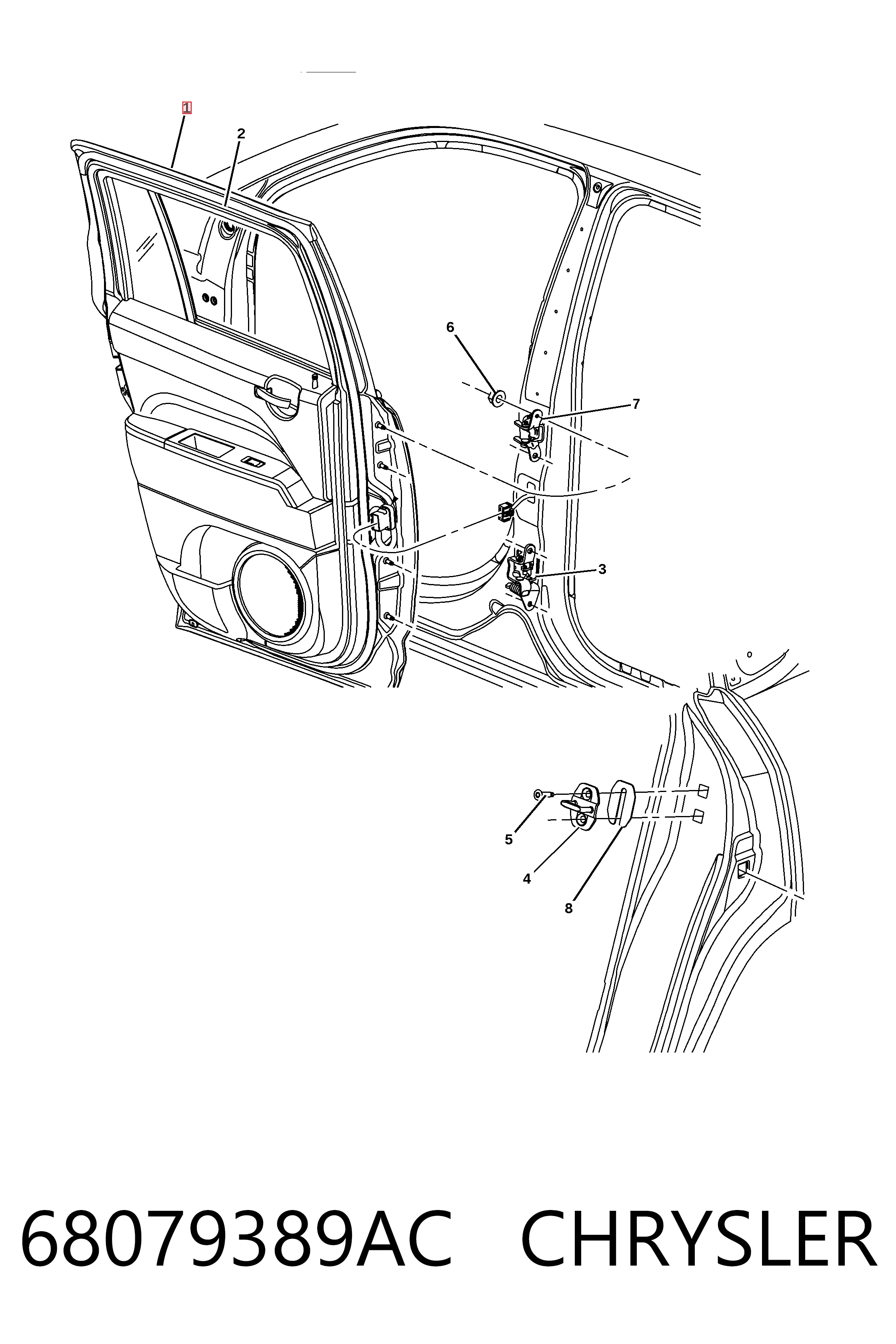 68079389AC Chrysler Дверь пассажирская задняя левая