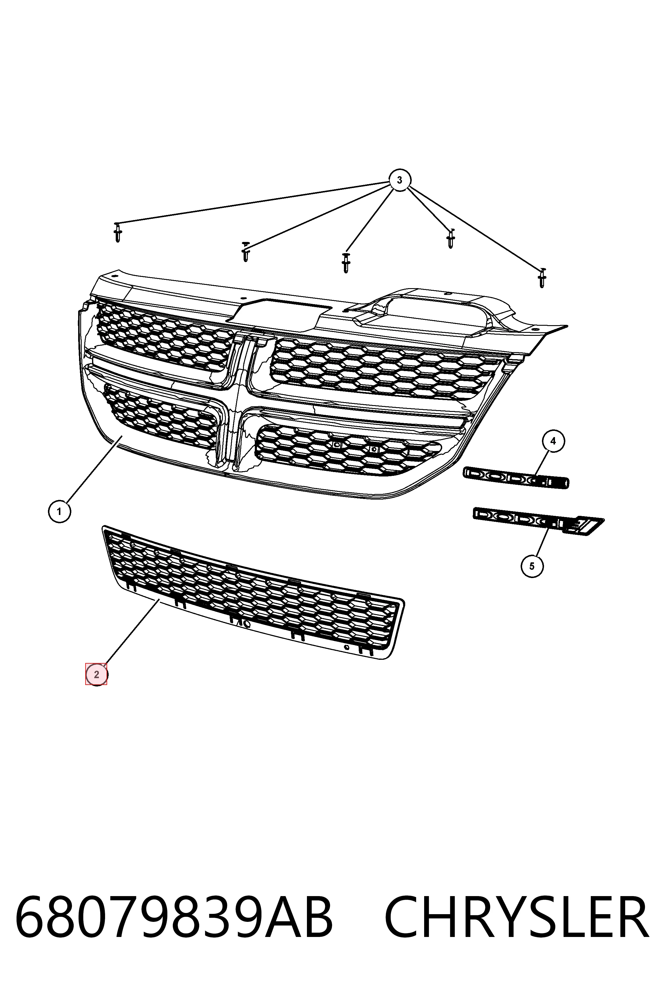 68079839AB Chrysler Решетка переднего бампера, нижняя