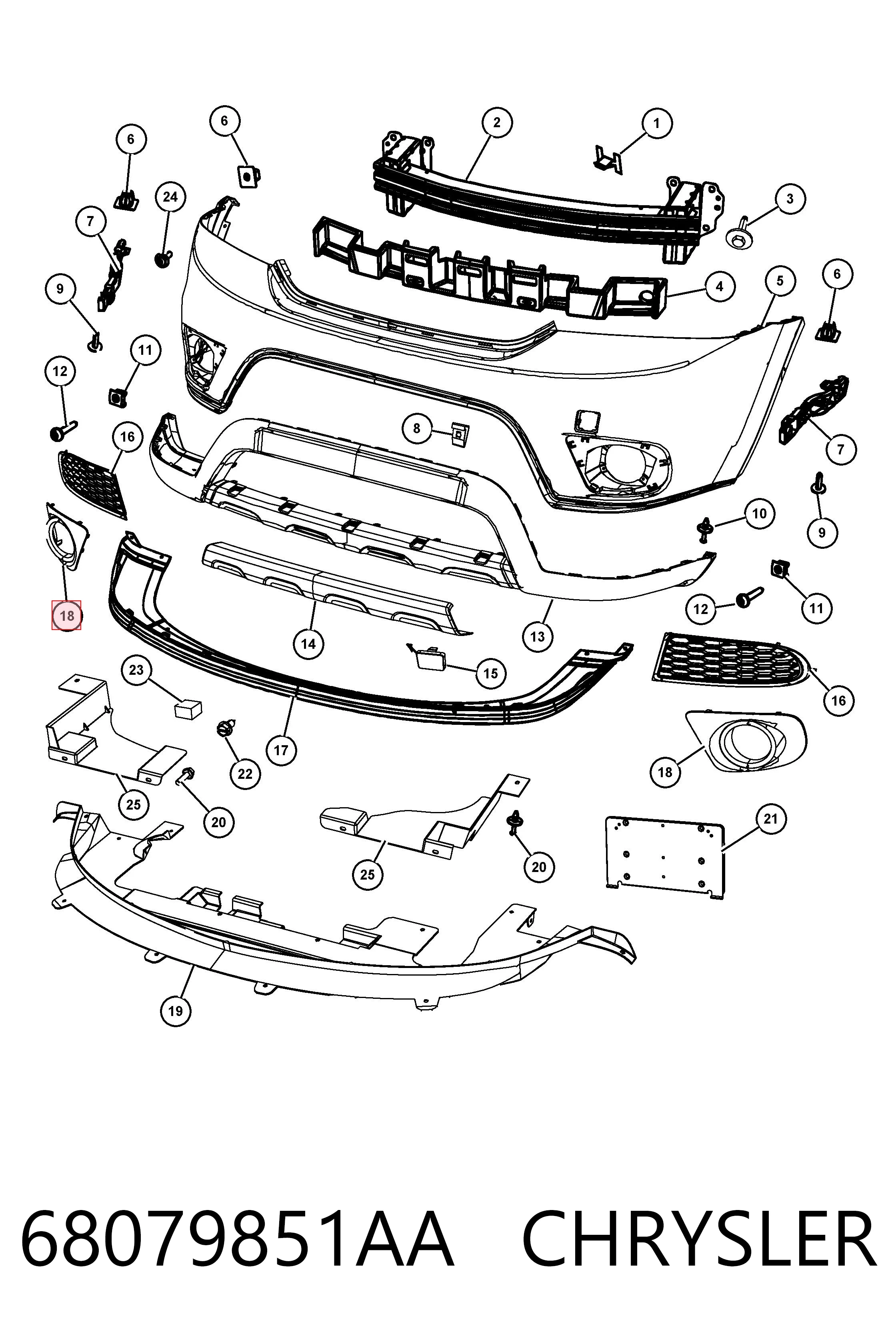 68079851AA Chrysler Заглушка противотуманок, левая