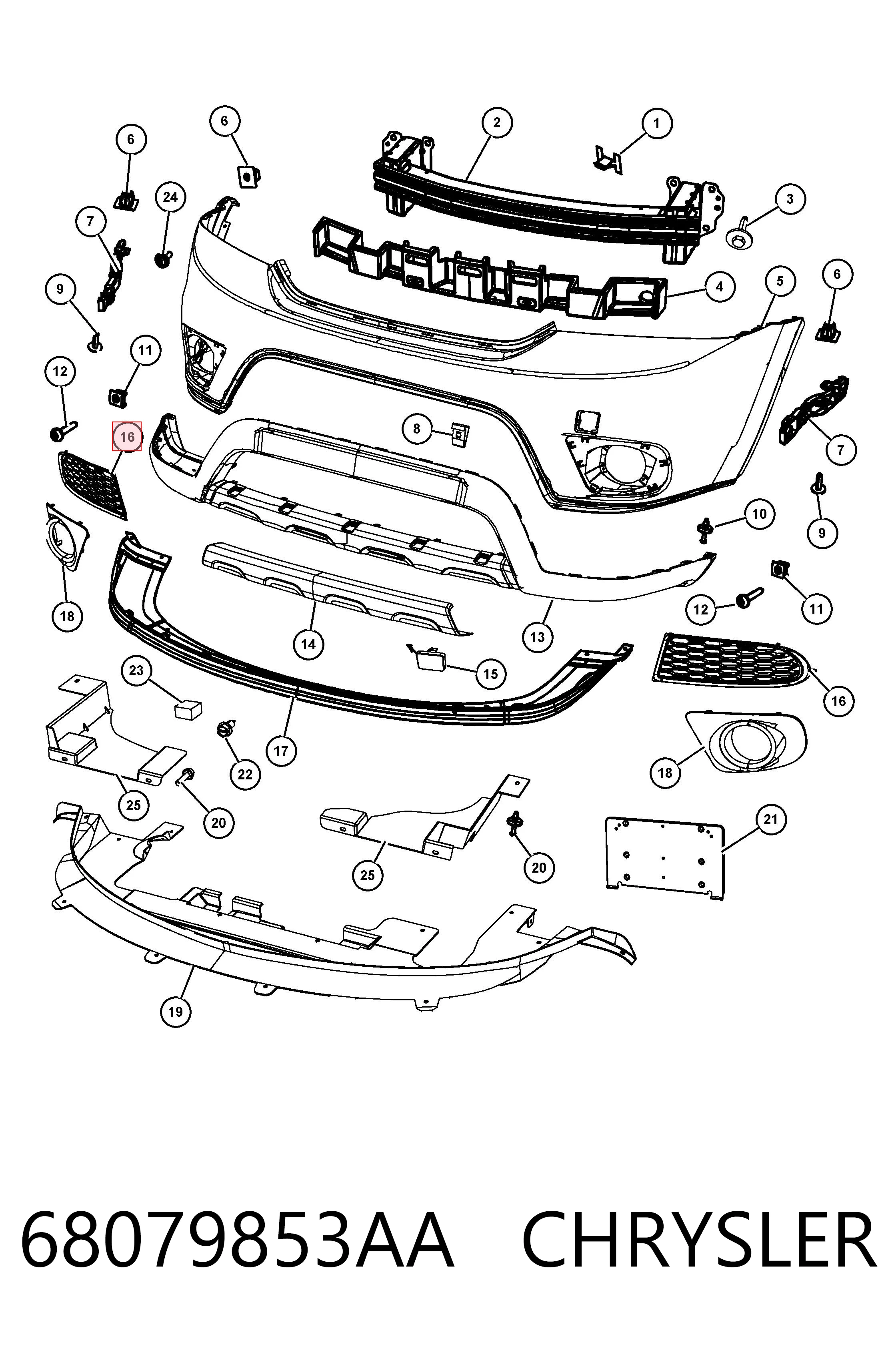 68079853AA Chrysler Заглушка противотуманок, левая