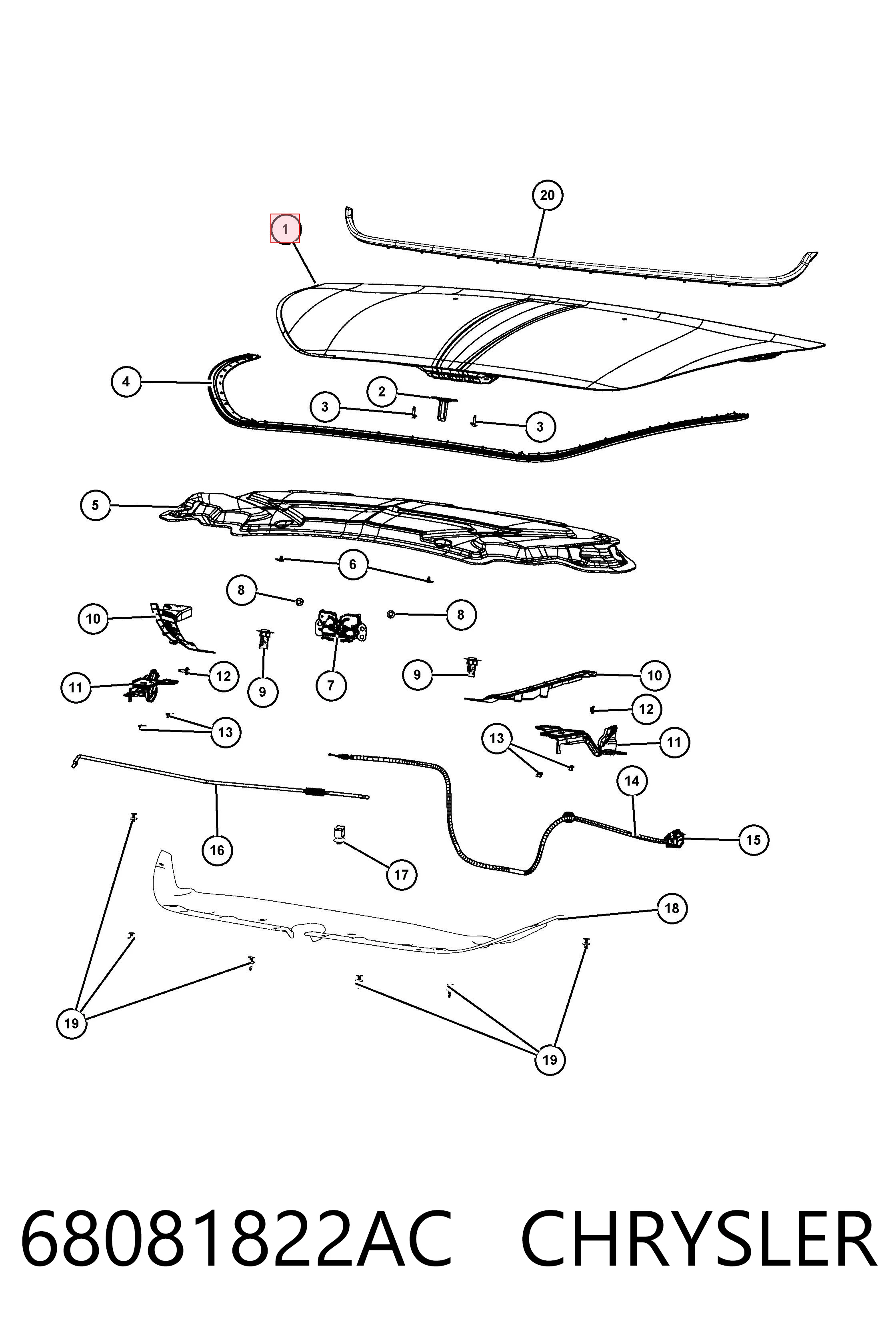 68081822AC Chrysler Капот