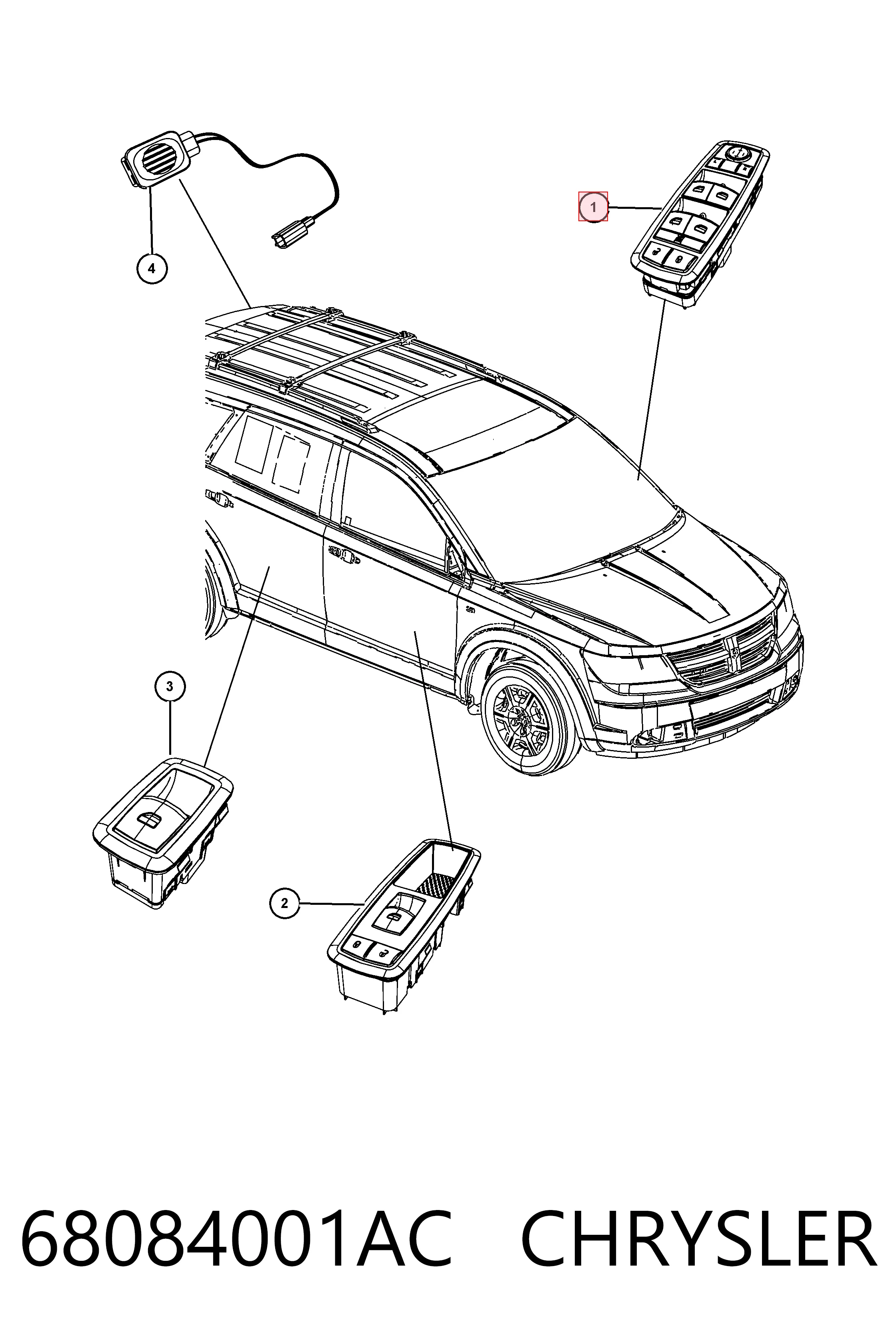 68084001AC Chrysler Кнопки переднего левого стекло подъёмника