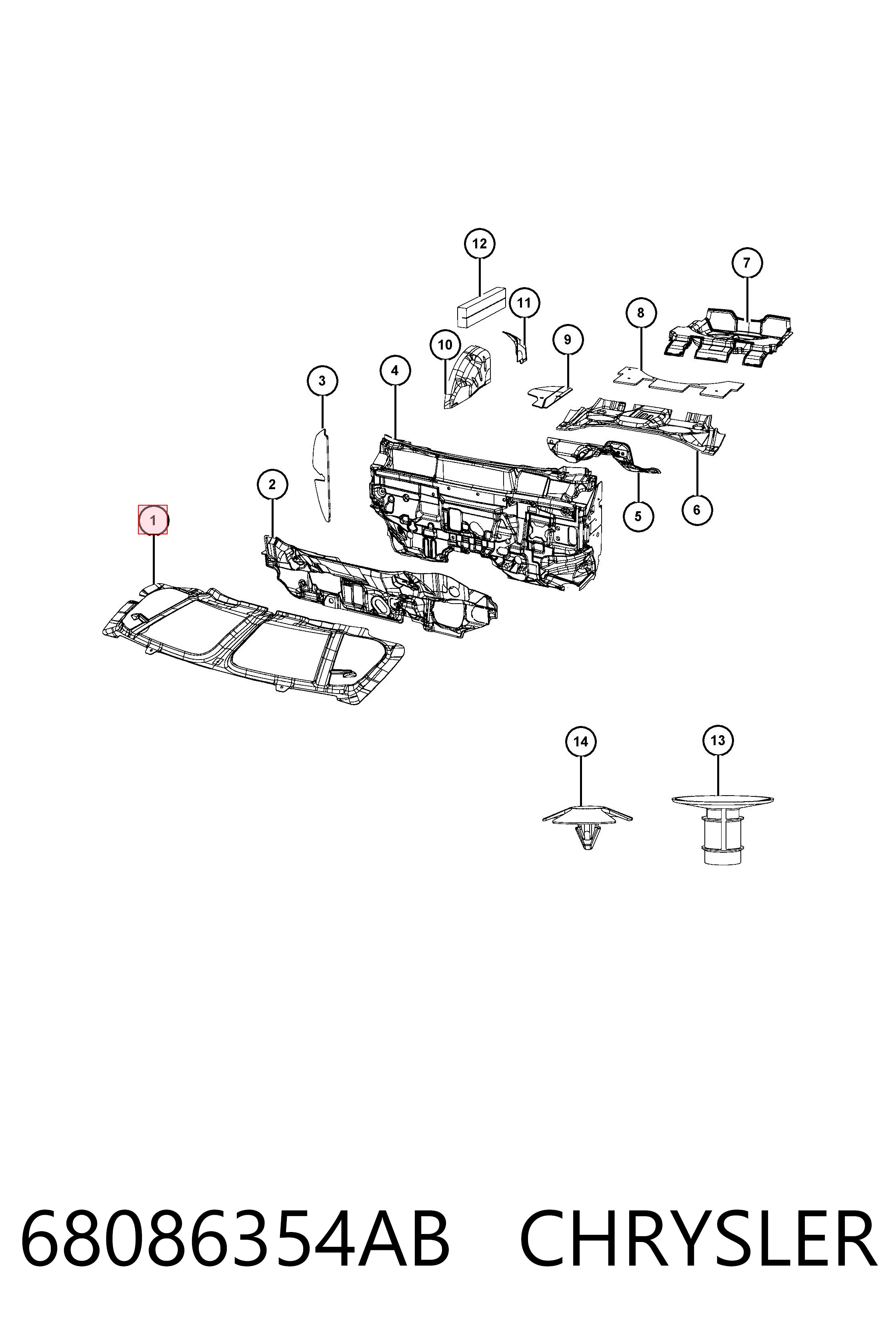68086354AB Chrysler Шумка капота