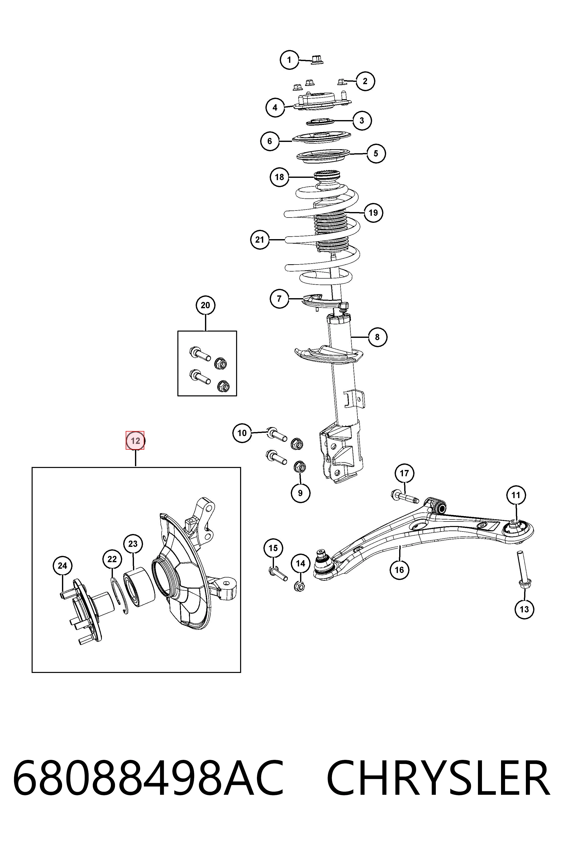 Кулак поворотный передний правый Fiat/Alfa/Lancia K05085702AI