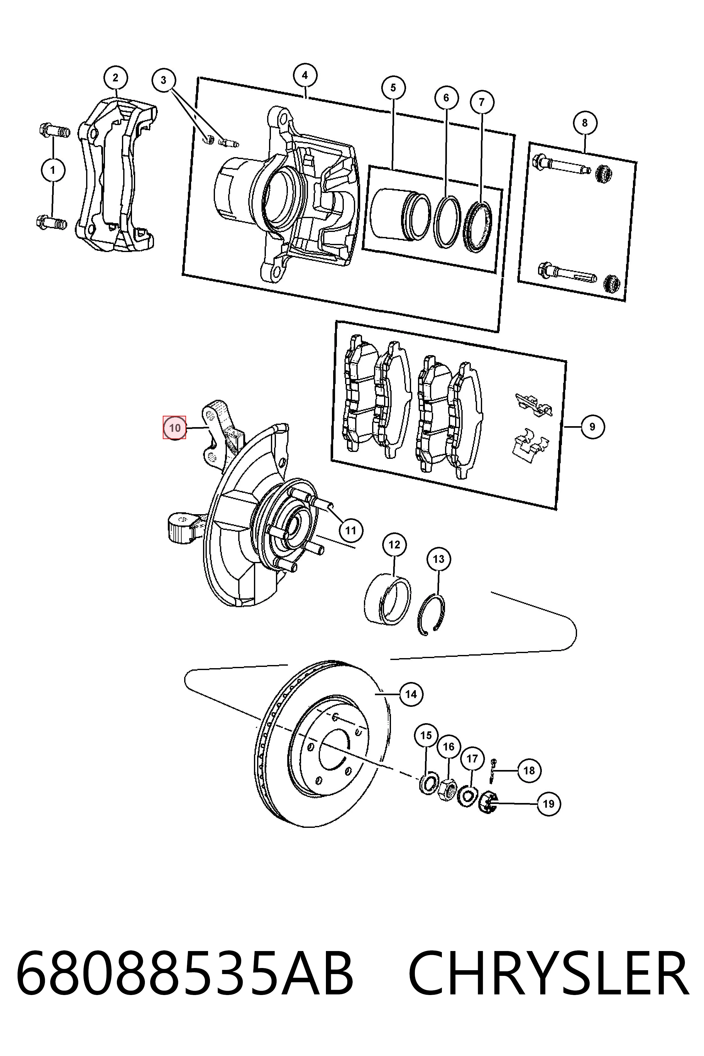 Цапфа (поворотный кулак) передний левый Fiat/Alfa/Lancia K68088535AB цена, от 88.60 USD