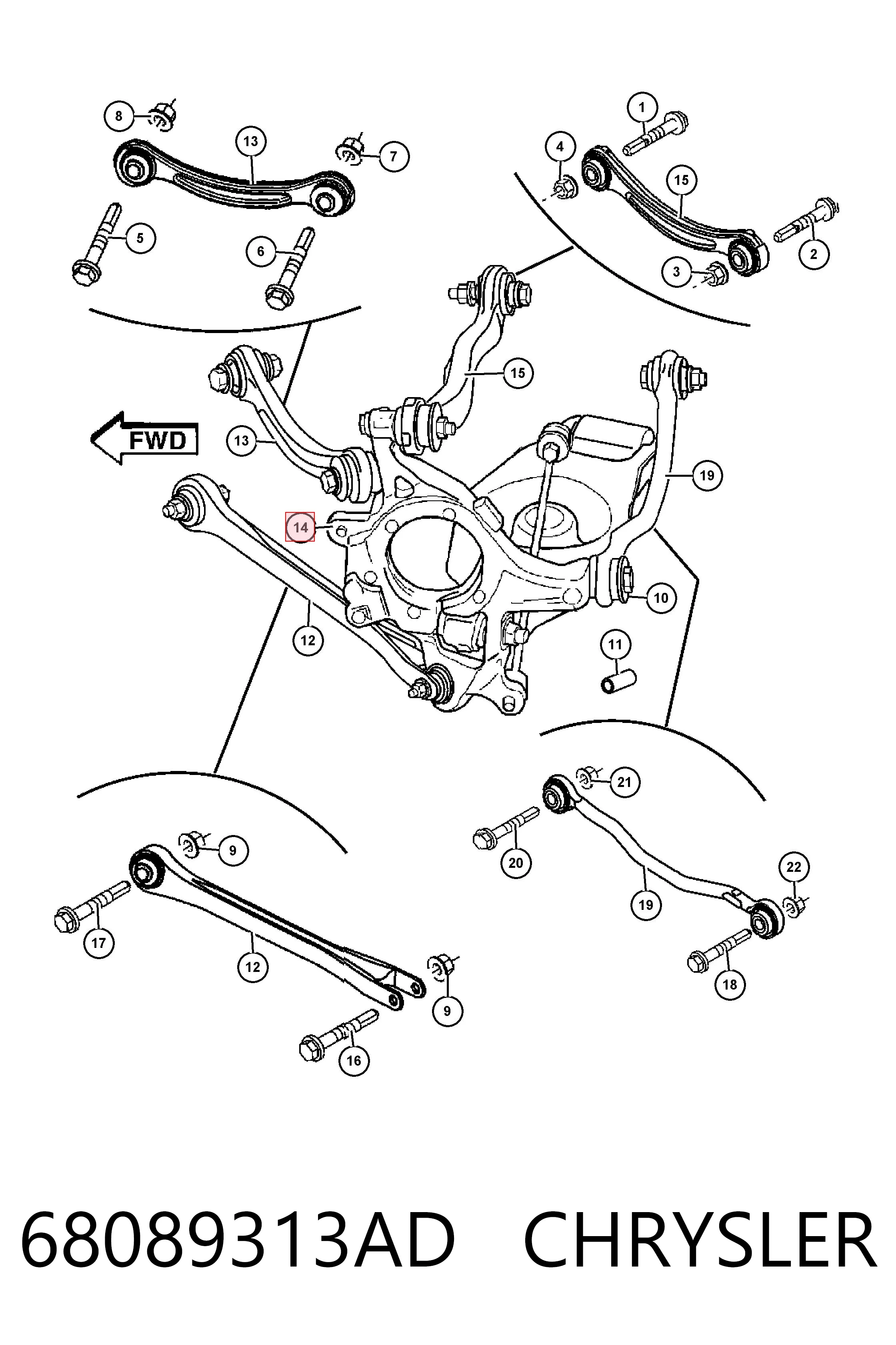 68089313AD Chrysler Цапфа левая