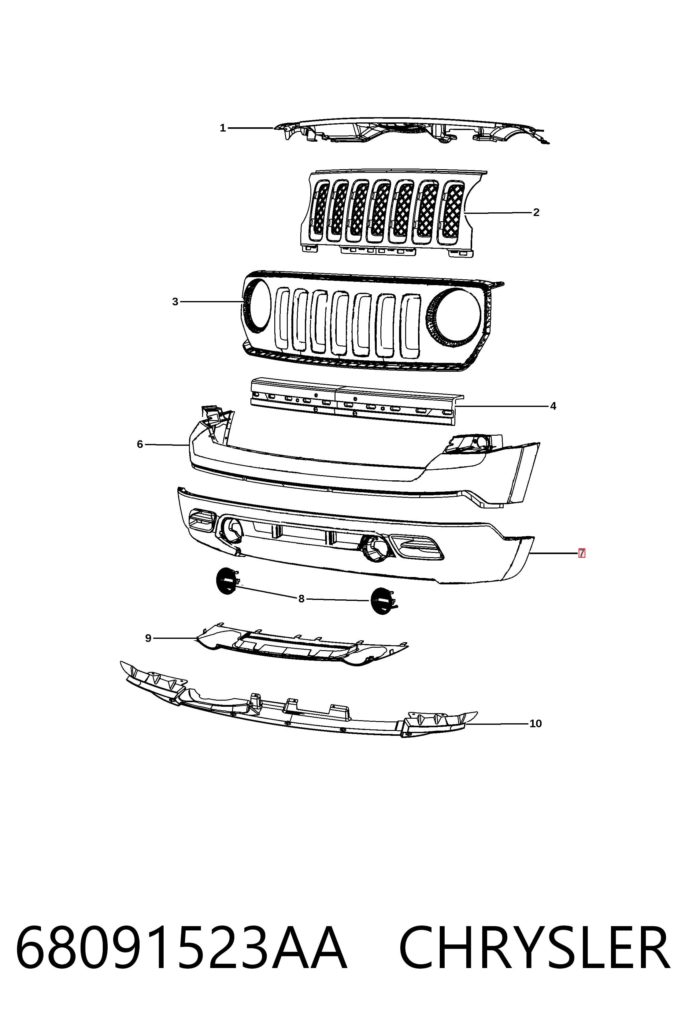 68091523AA Chrysler Бампер передний, нижняя часть