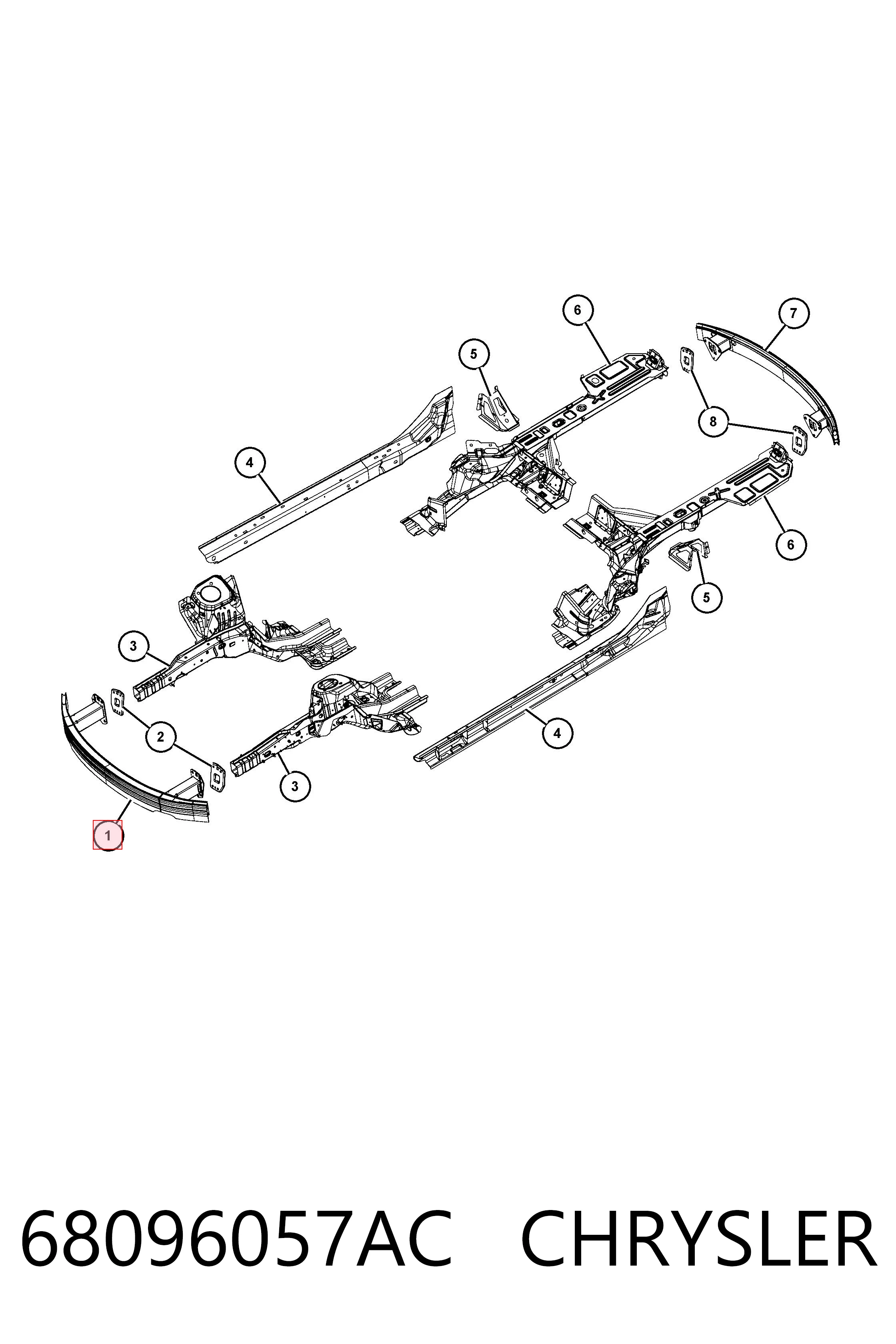 68096057AC Chrysler Балка бампера переднего