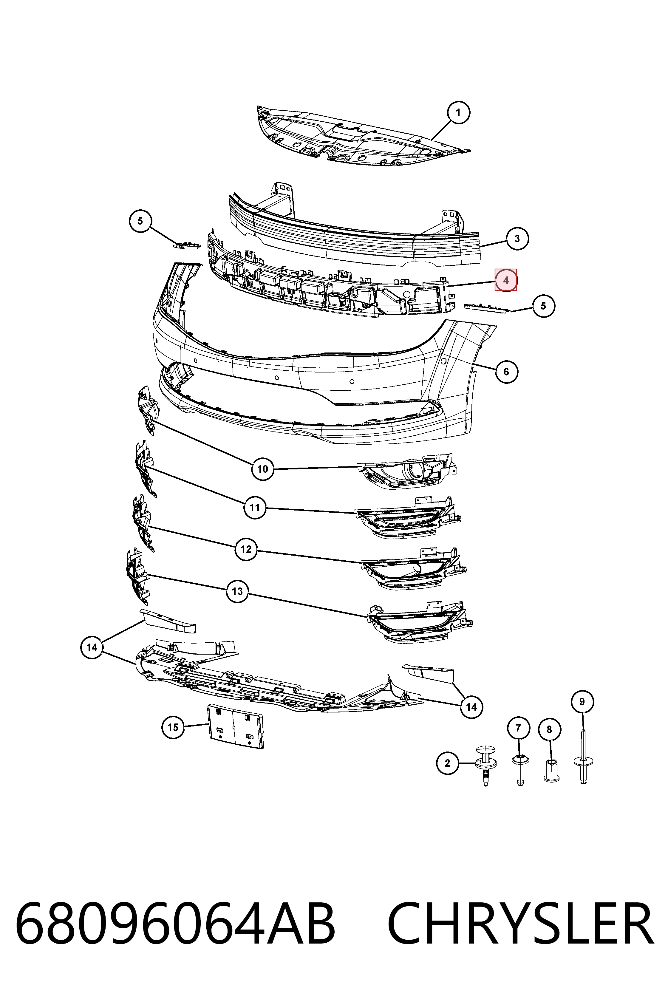 68096064AB Chrysler Наполнитель бампера переднего
