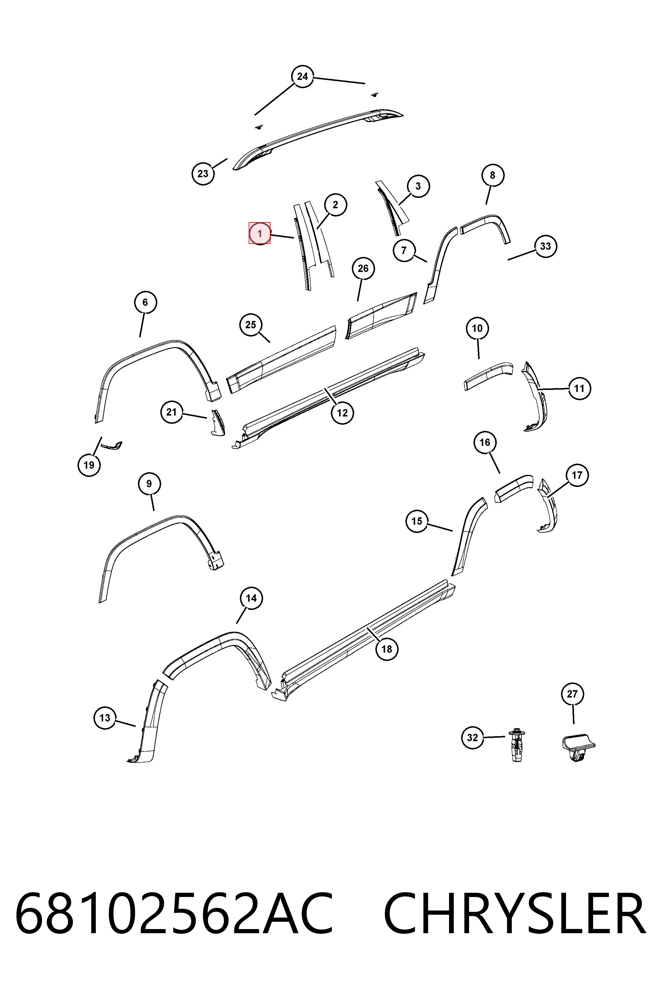 Накладка двери передней правой вертикальная Fiat/Alfa/Lancia K68102562AA цена, от 6.33 USD