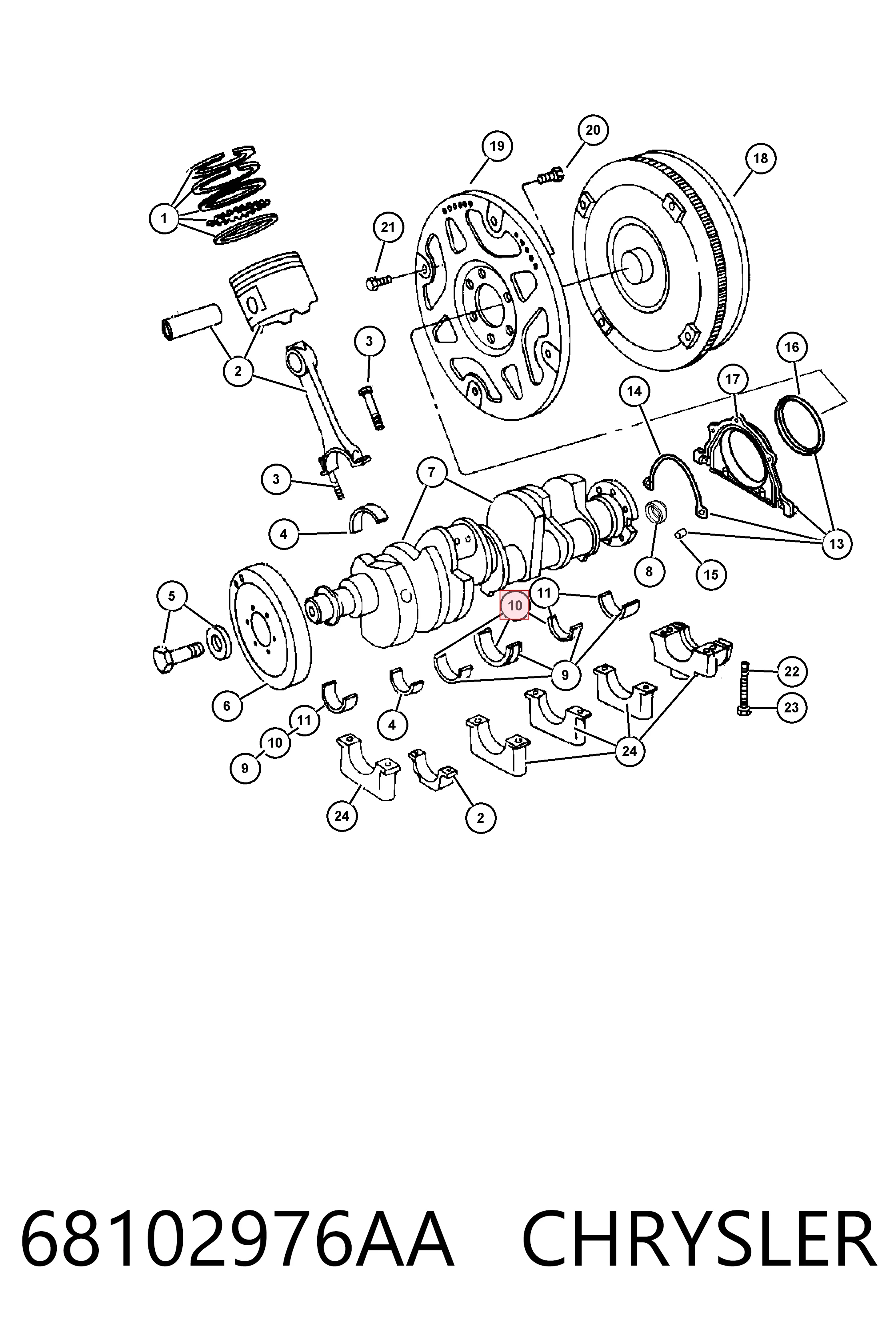 Вкладыши коленвала коренные, комплект, стандарт (STD) K05174003AA Fiat/Alfa/Lancia