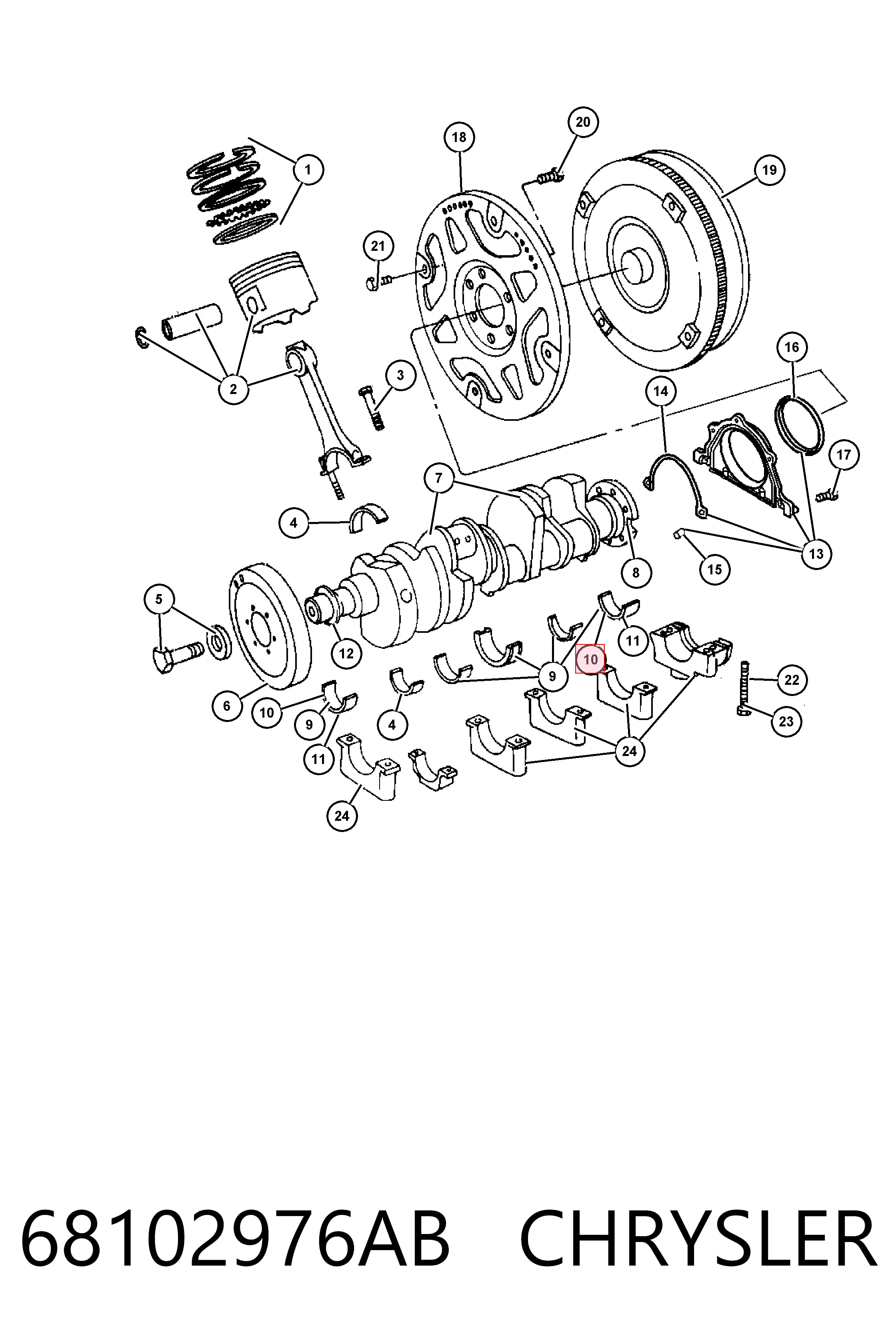 68102976AB Chrysler Подшипник скольжения коленвала