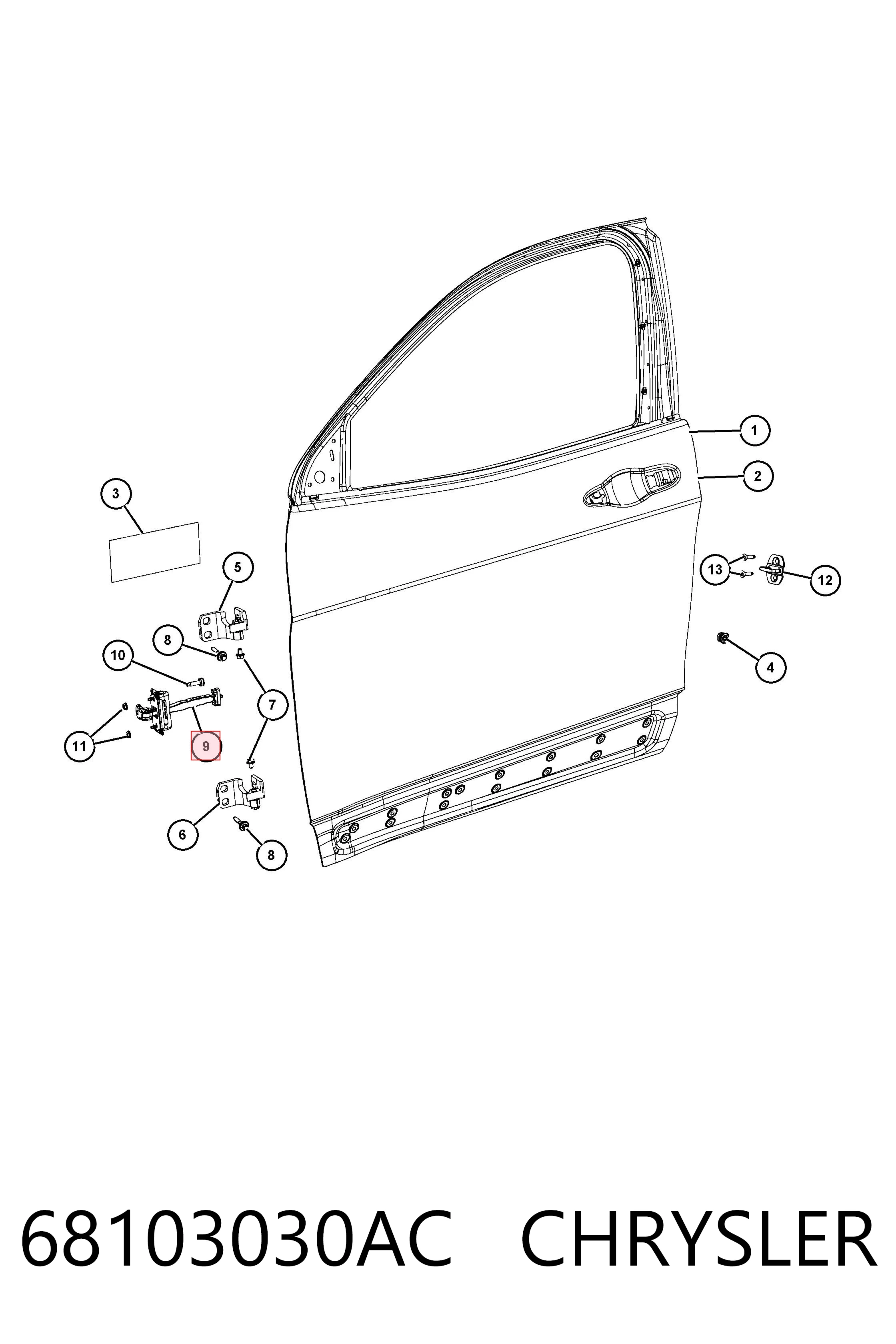 Ограничитель открывания двери, передний Fiat/Alfa/Lancia K68103030AC цена, от 6.33 USD