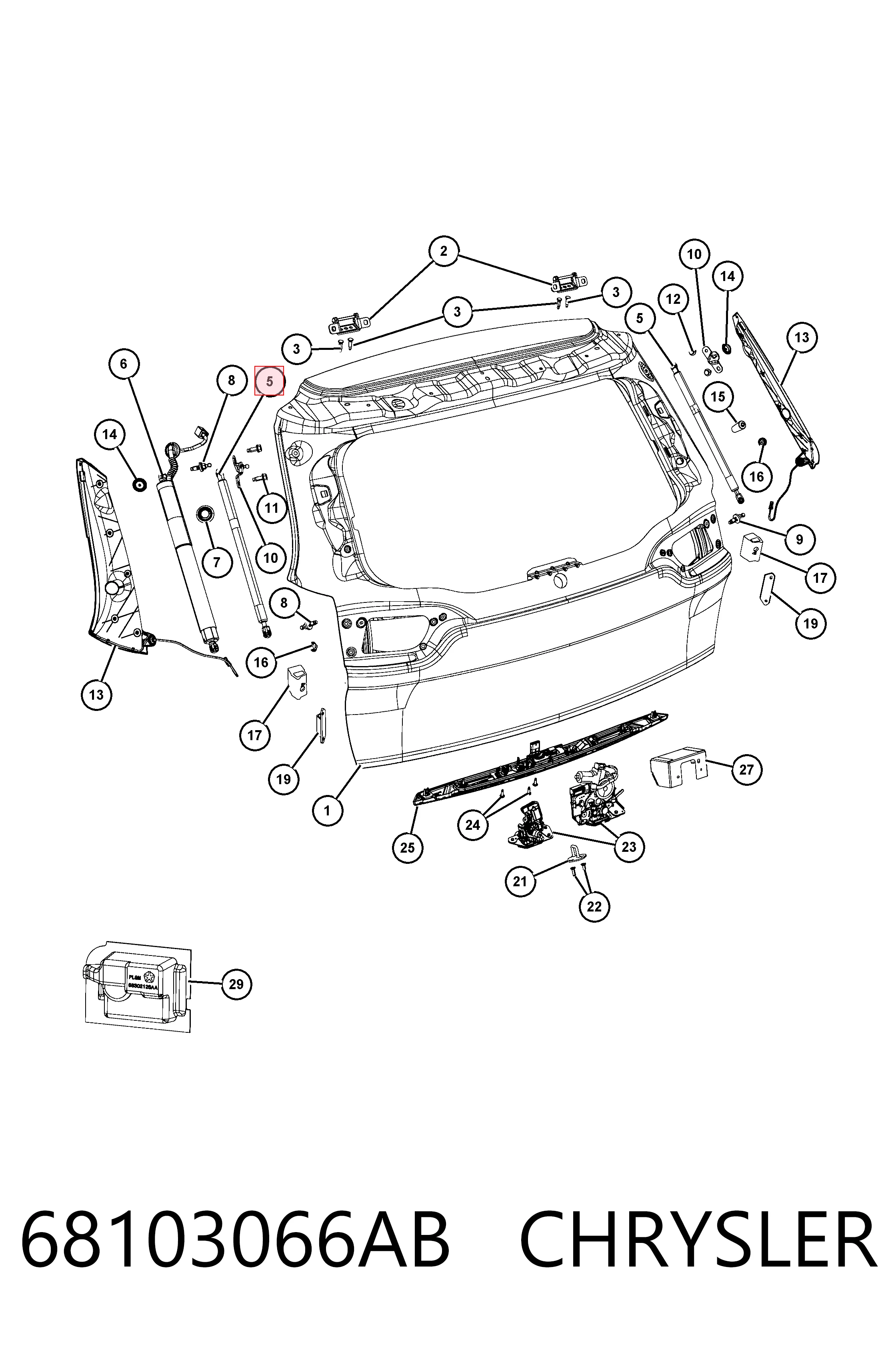 Амортизатор задней двери Fiat/Alfa/Lancia K68103066AC цена, от 11.47 USD