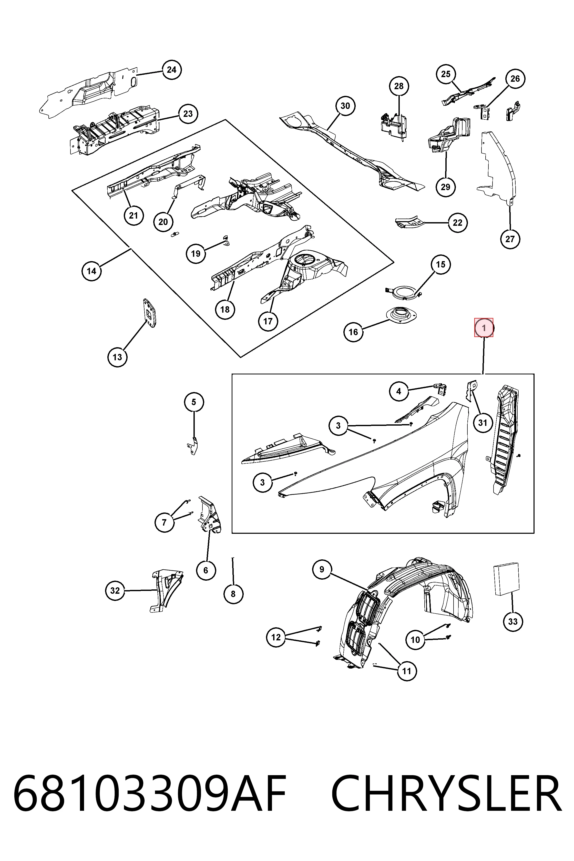 Купить K68103309AF Fiat/Alfa/Lancia Крыло переднее левое
