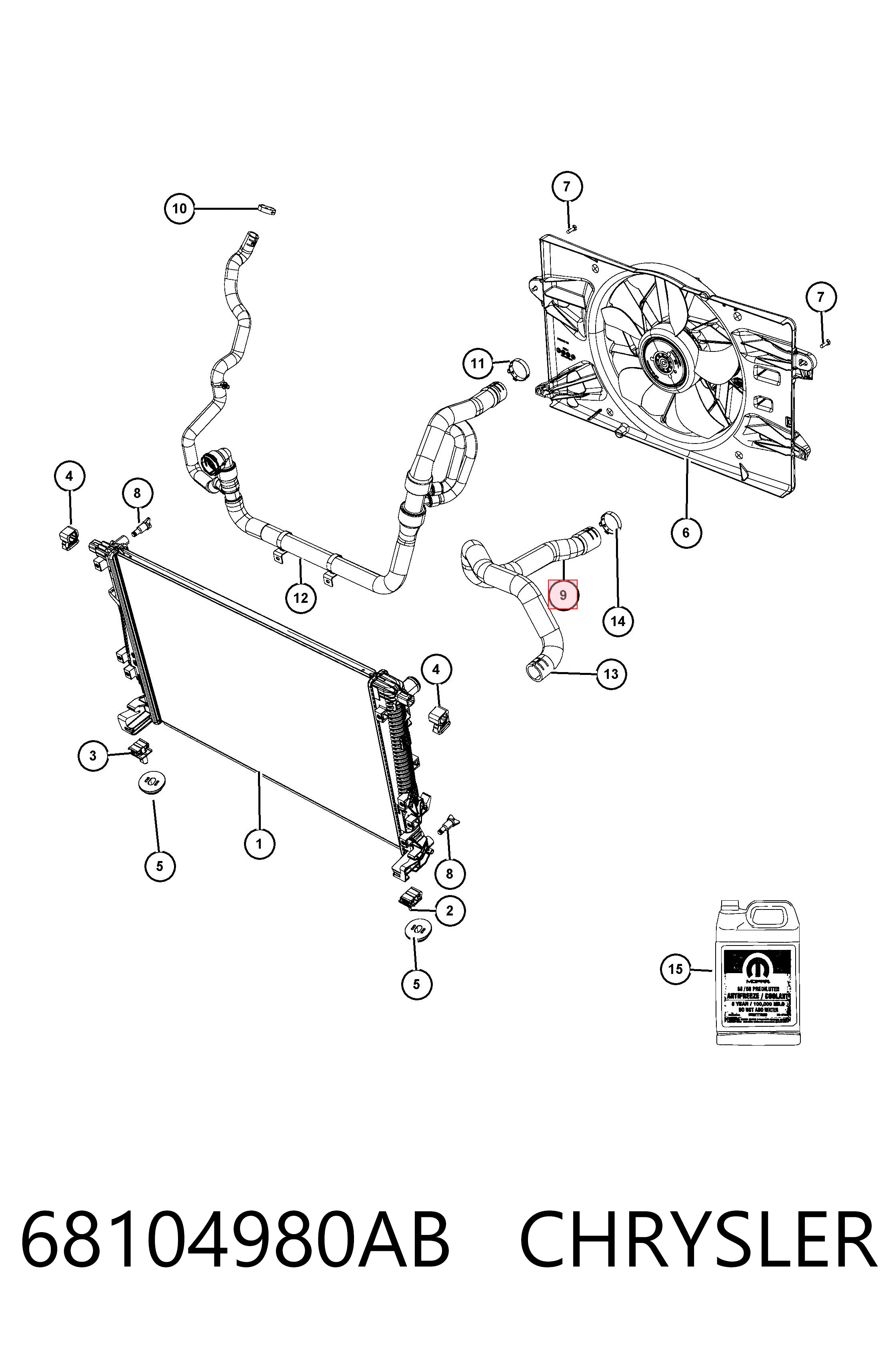 68104980AB Chrysler Шланг системы охлаждения