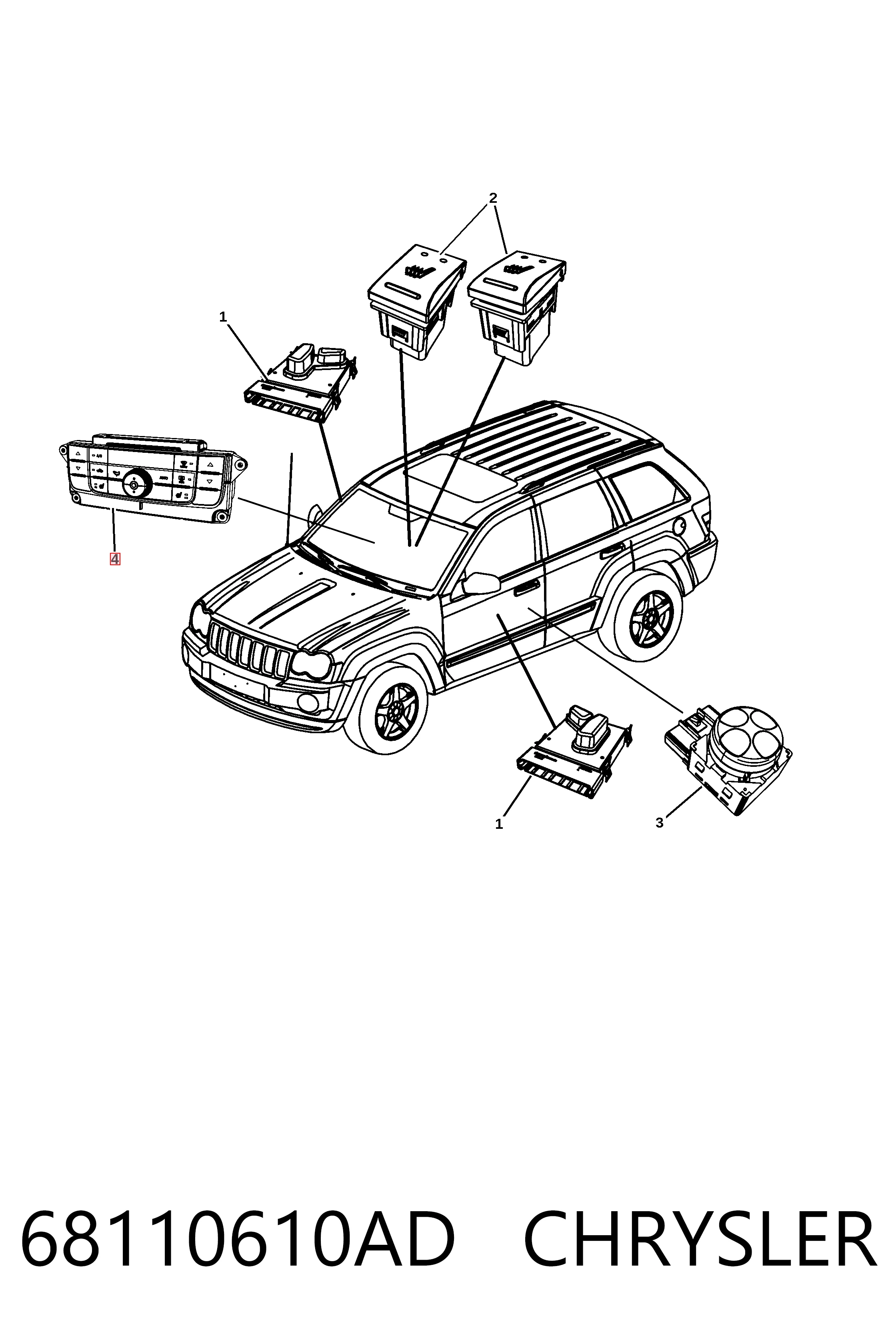 Купить K68110610AA Fiat/Alfa/Lancia Модуль управления климат-контролем