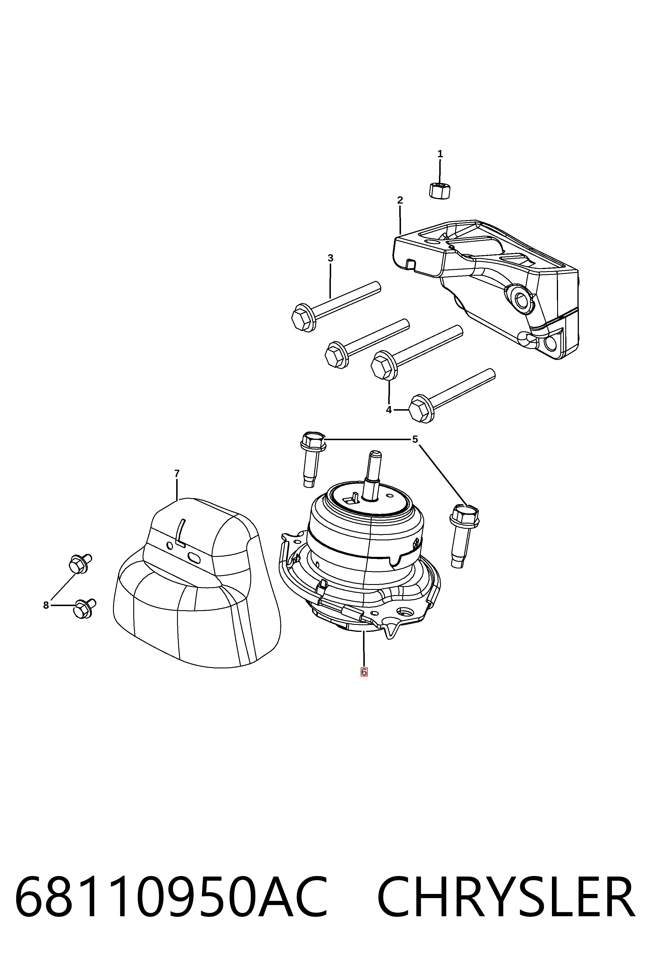 68110950AC Chrysler Опора двигателя, левая/правая