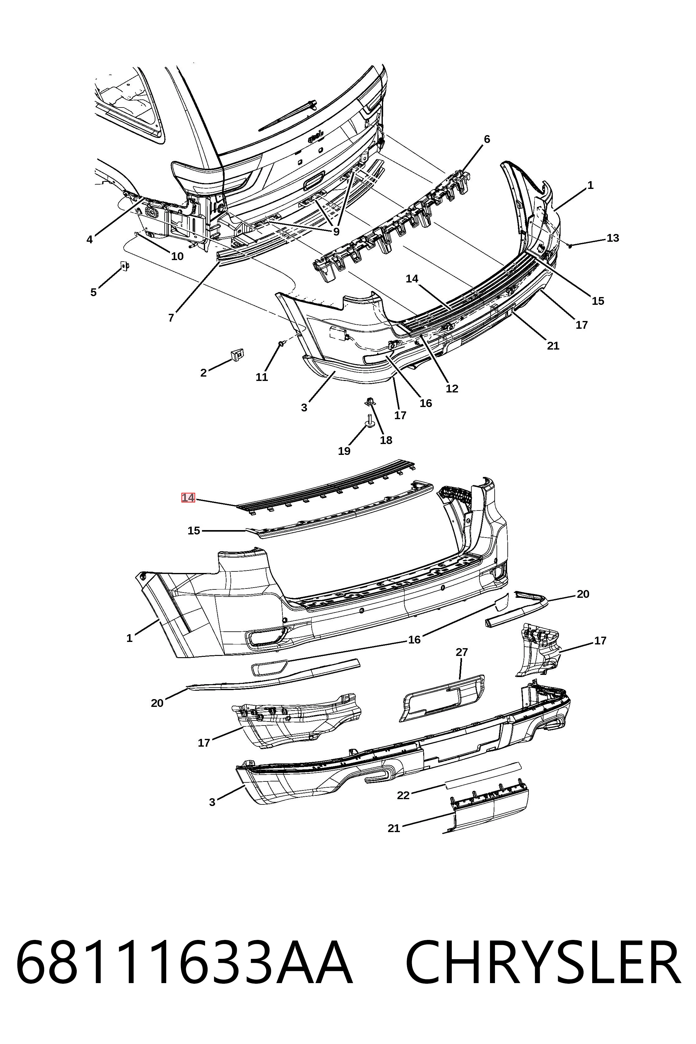 34T19615 Polcar Накладка бампера заднего, верхняя защитная