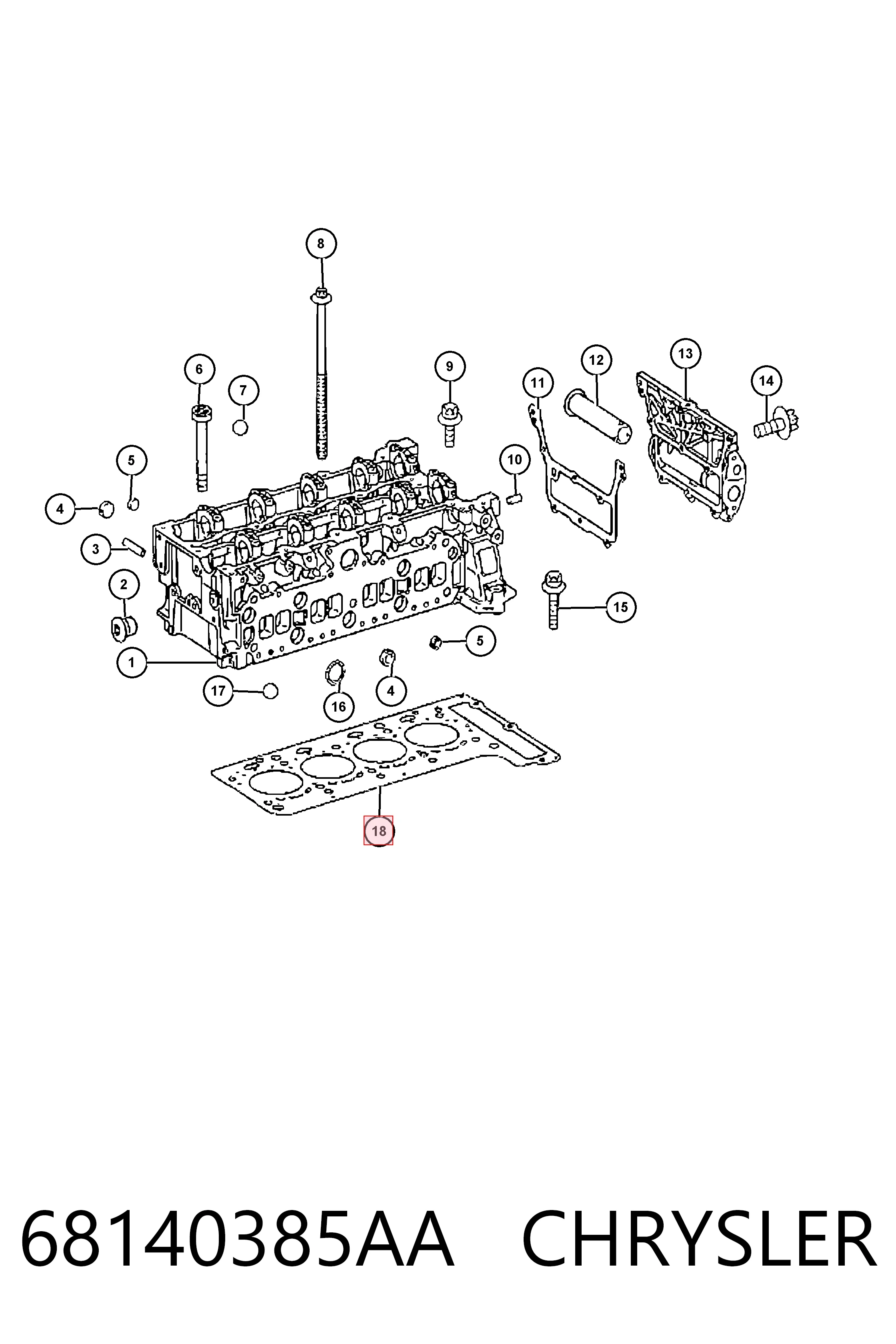 Купить K68140385AA Fiat/Alfa/Lancia Прокладка ГБЦ