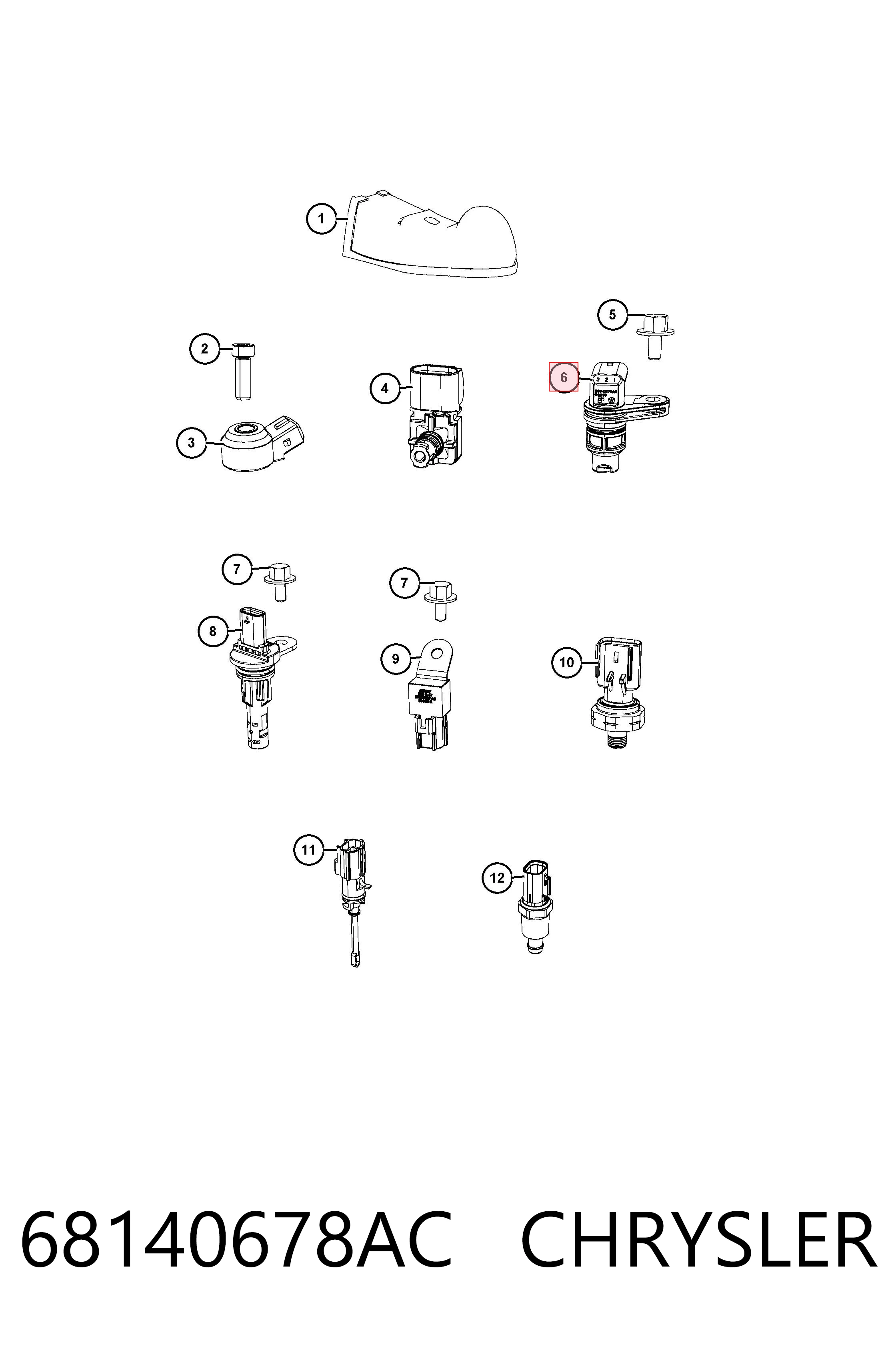 Купить K68140678AB Fiat/Alfa/Lancia Датчик оборотов коленвала