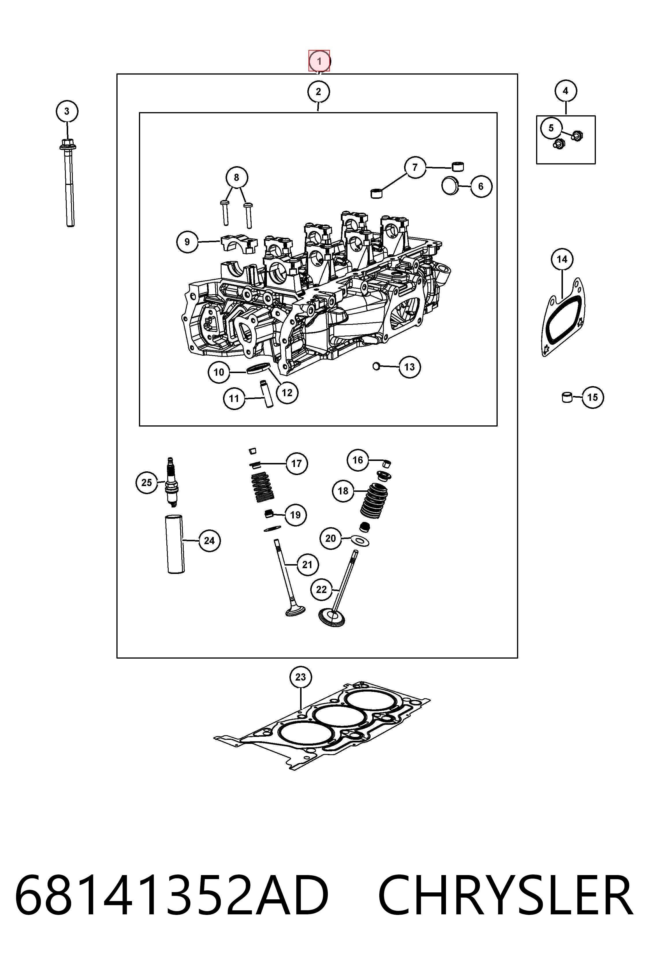 68141352AD Chrysler Головка блока цилиндров (ГБЦ) правая