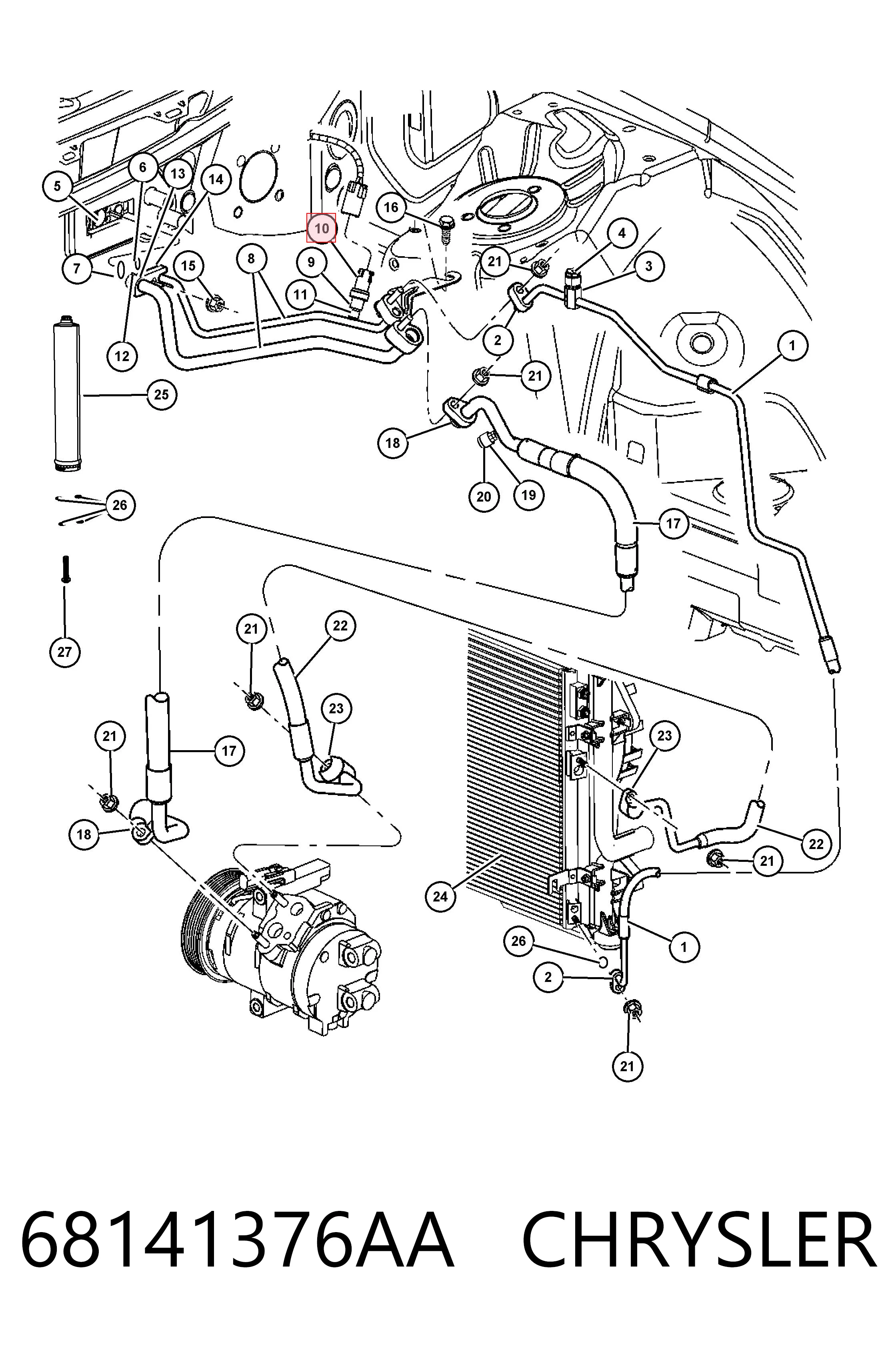 68141376AA Chrysler Клапан давления кондиционера